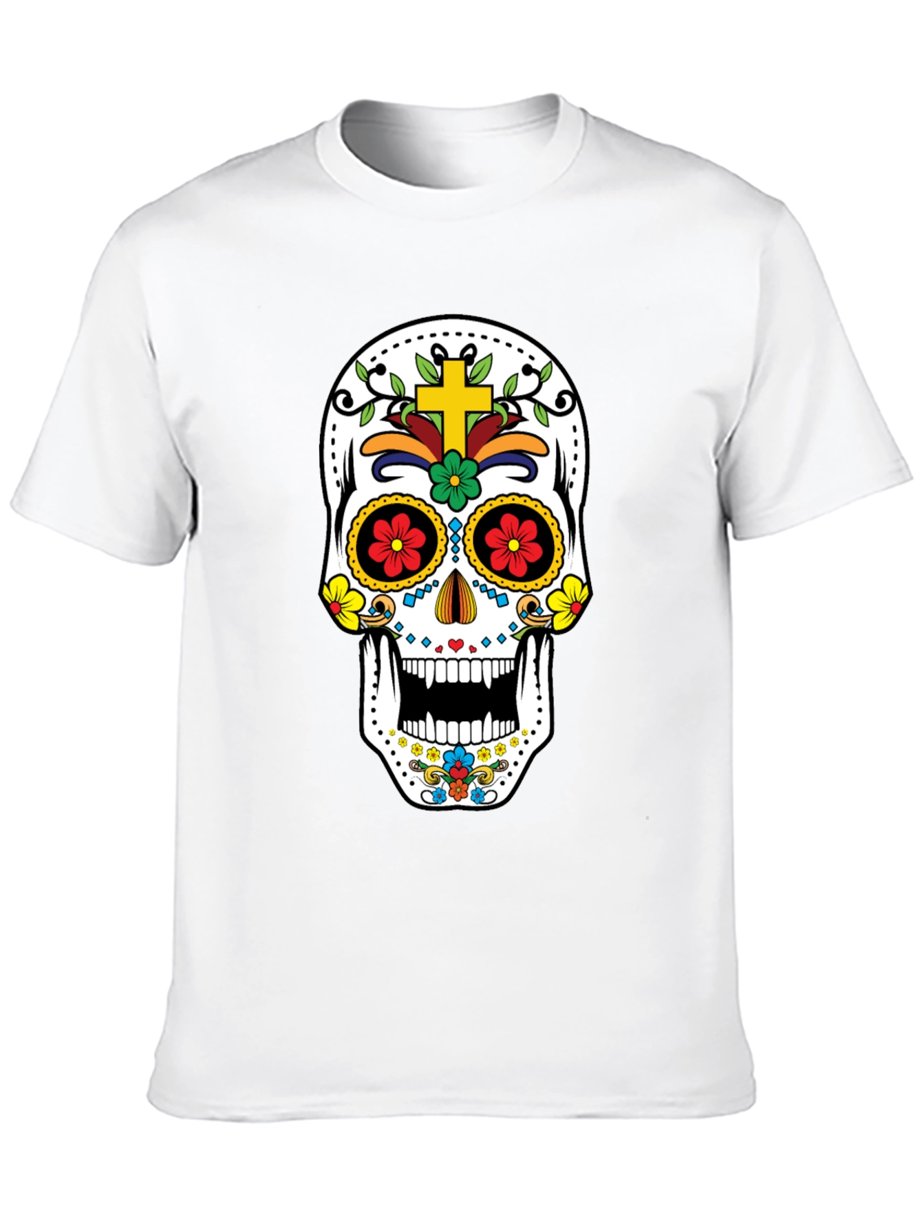Day of the Dead Skull Graphic Tee - Black