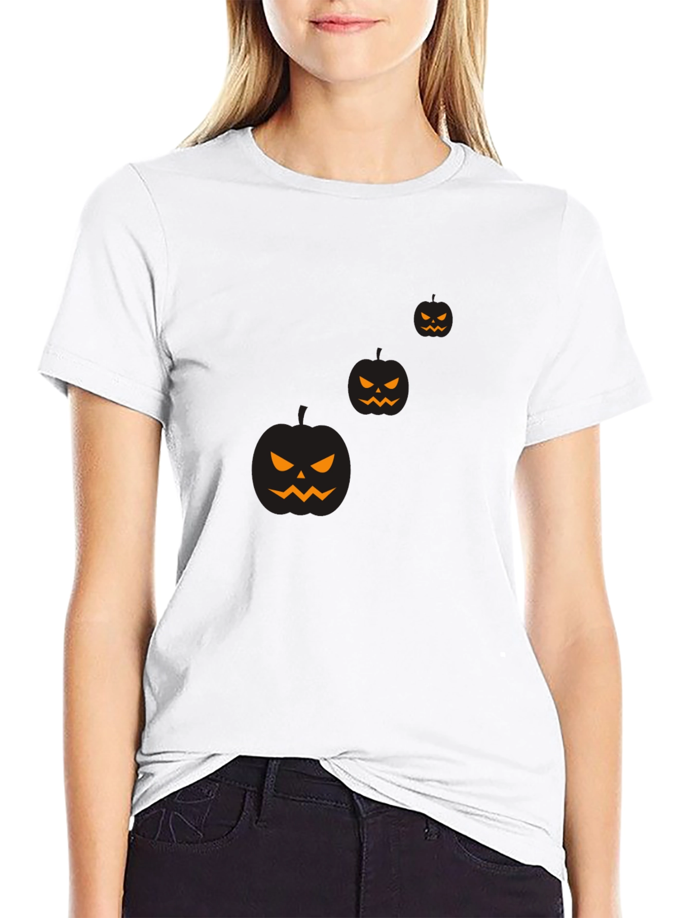 Mens Halloween Pumpkin Graphic Black T-Shirt
