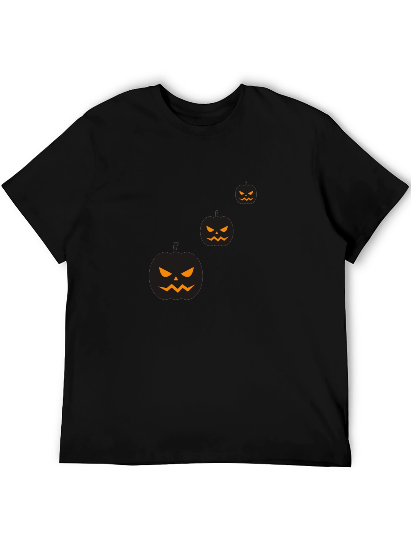 Mens Halloween Pumpkin Graphic Black T-Shirt