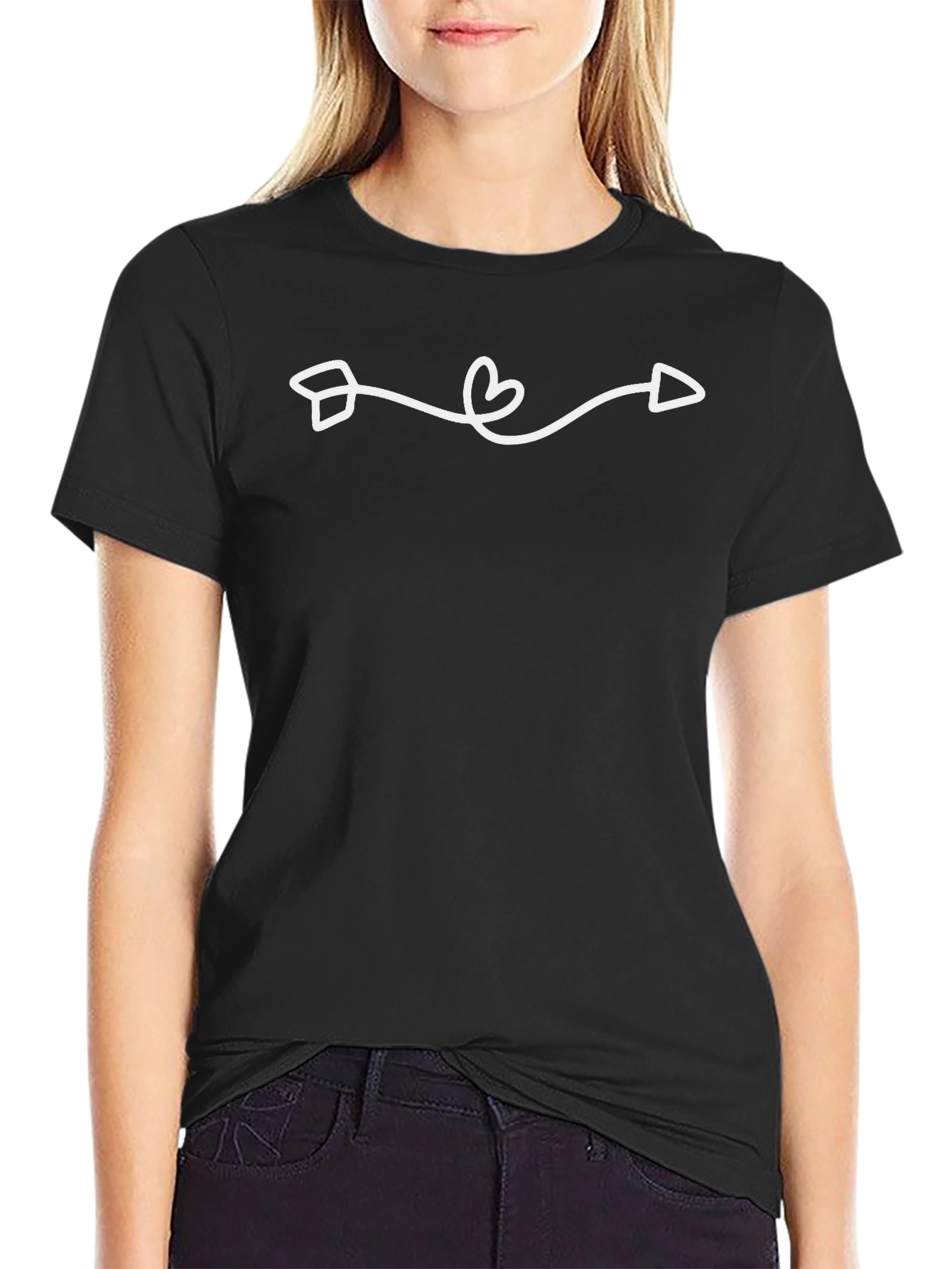 Heart Arrow Graphic T-Shirt - Casual Black Tee