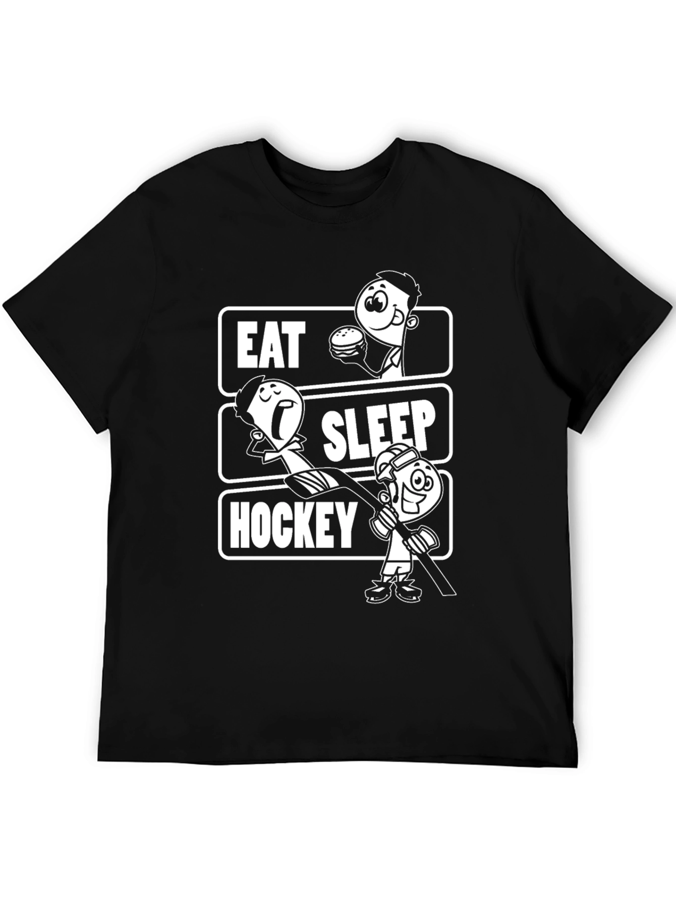 Eat Sleep Hockey Black Graphic T-Shirt