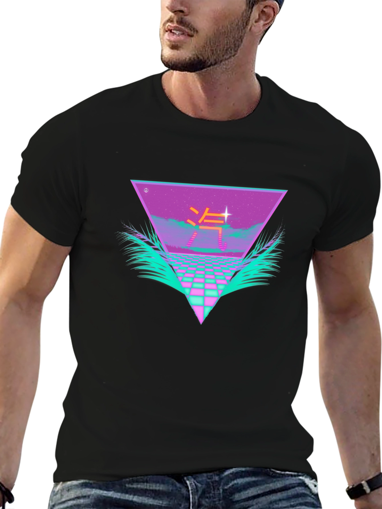 Retro Wave Black T-Shirt Vaporwave Style