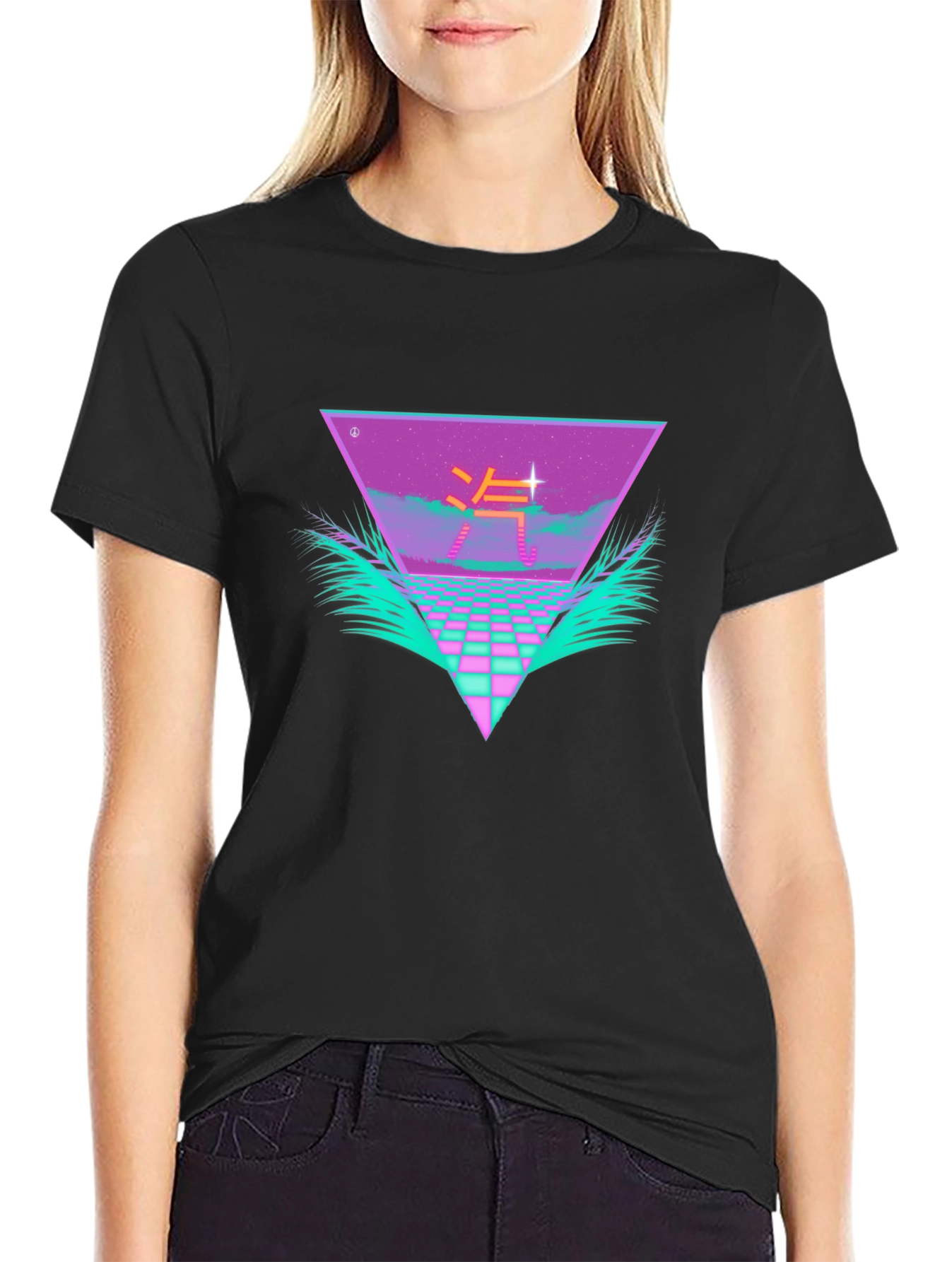 Retro Wave Black T-Shirt Vaporwave Style