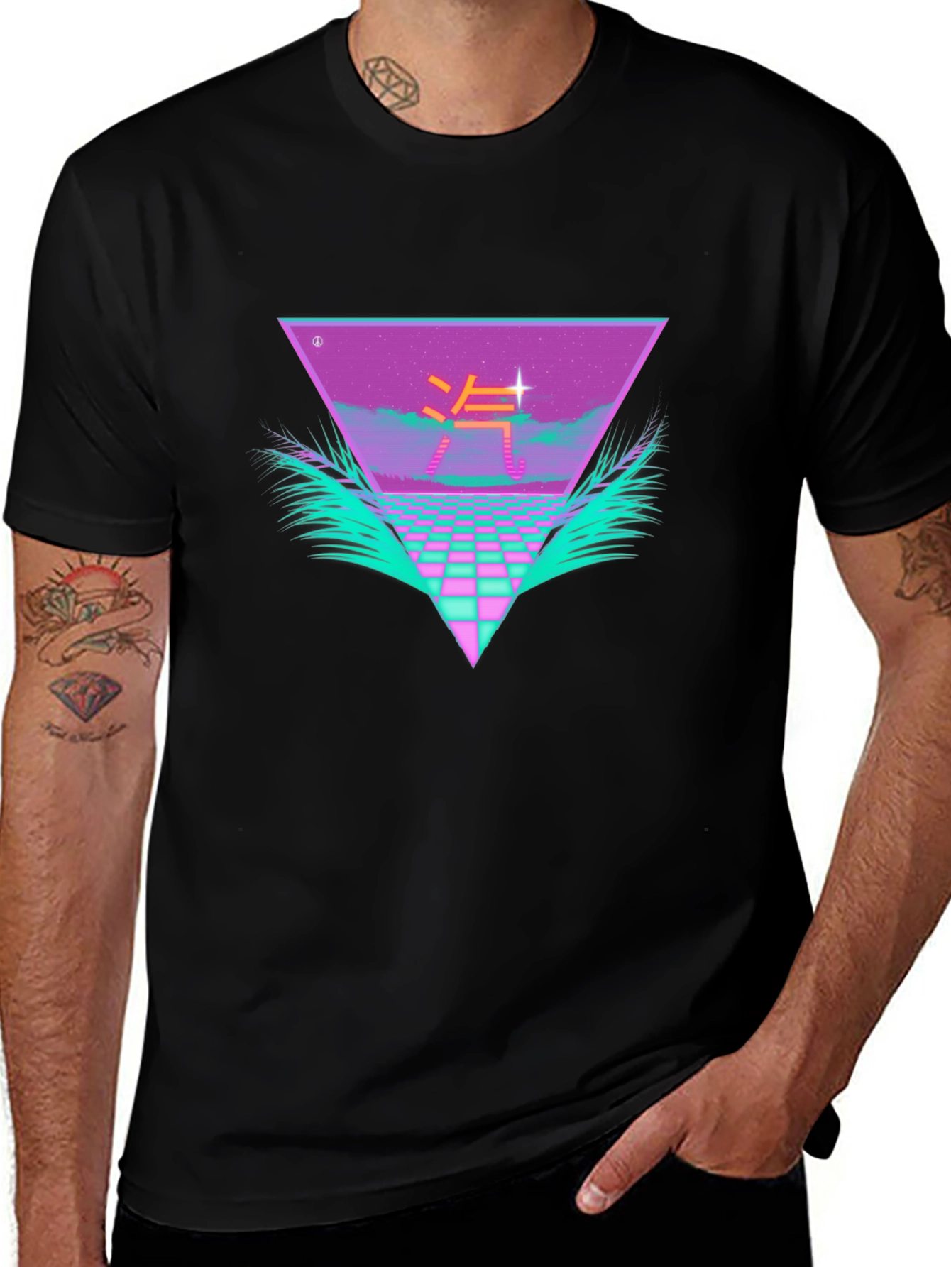 Retro Wave Black T-Shirt Vaporwave Style