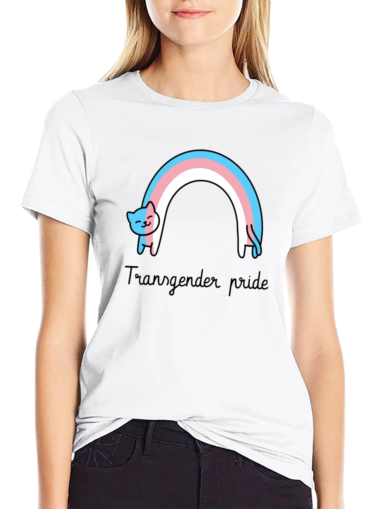 Transgender Pride Cat Rainbow T-Shirt