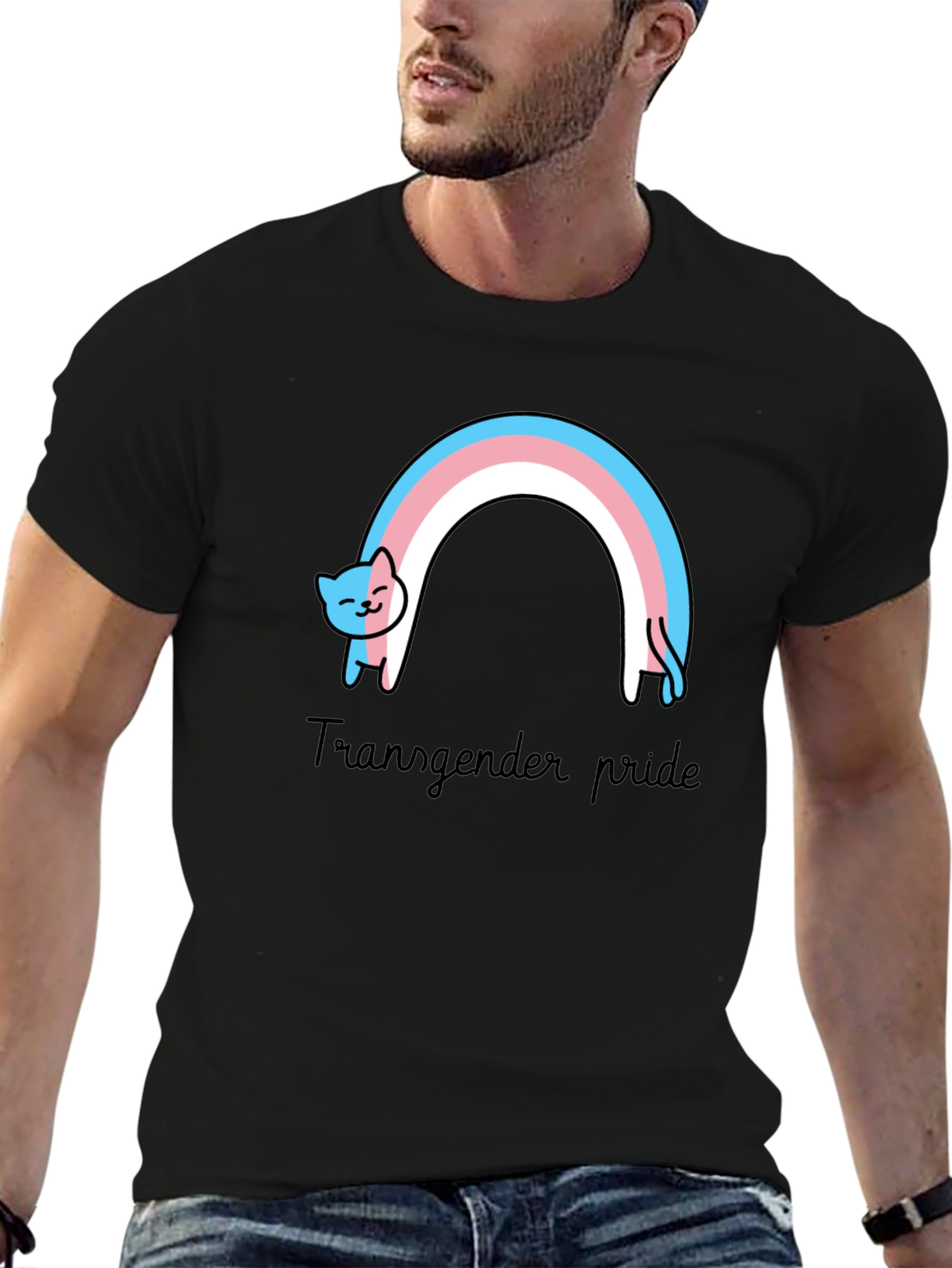 Transgender Pride Cat Rainbow T-Shirt
