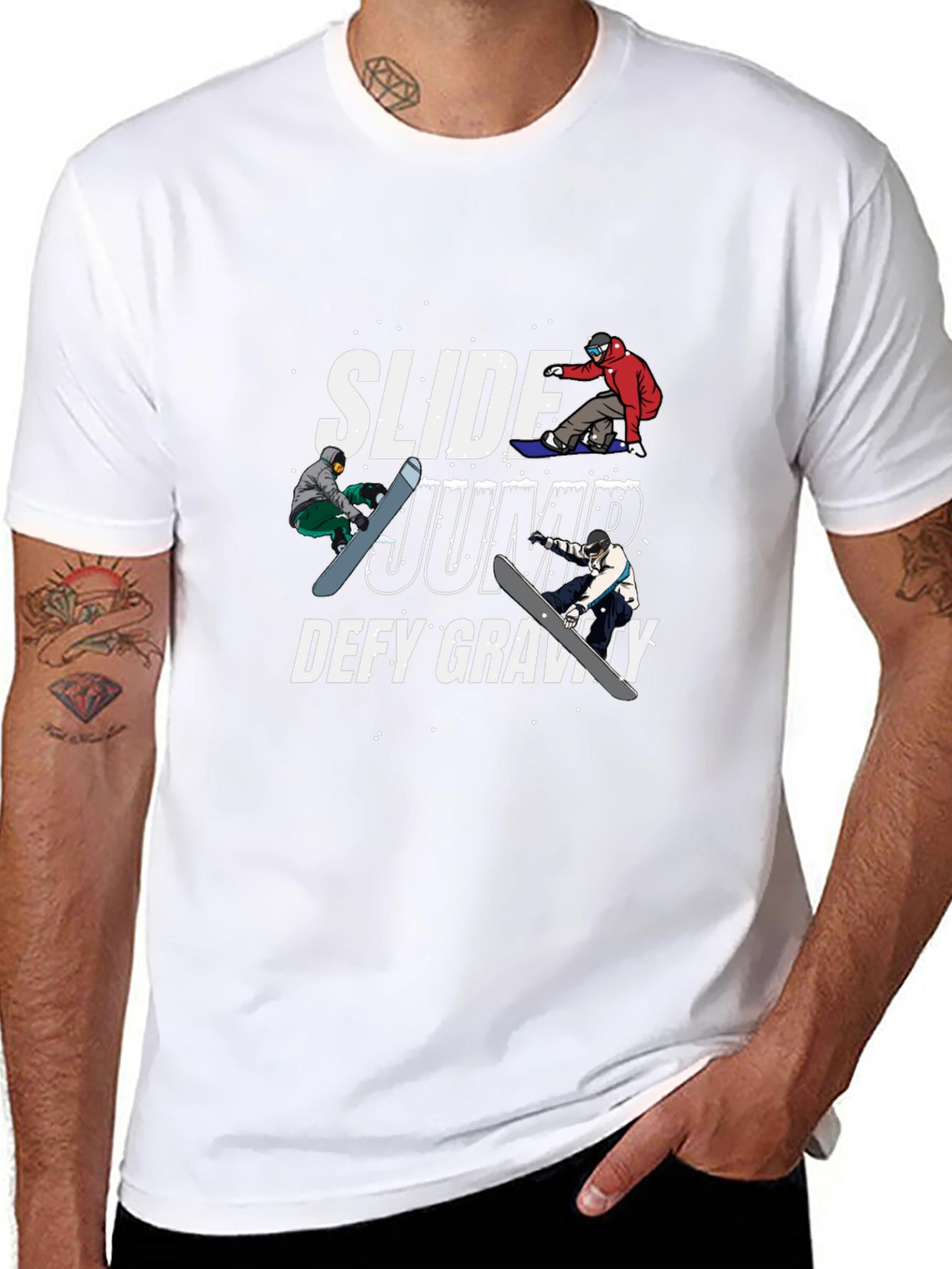 Snowboard Graphic T-Shirt | Slide Jump Defy Gravity