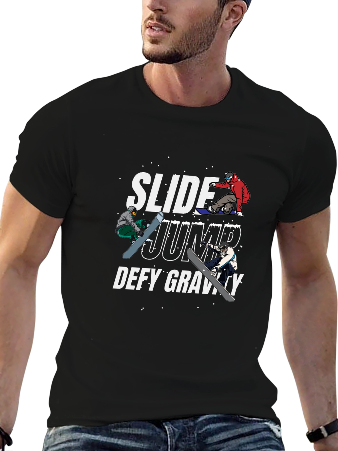 Snowboard Graphic T-Shirt | Slide Jump Defy Gravity