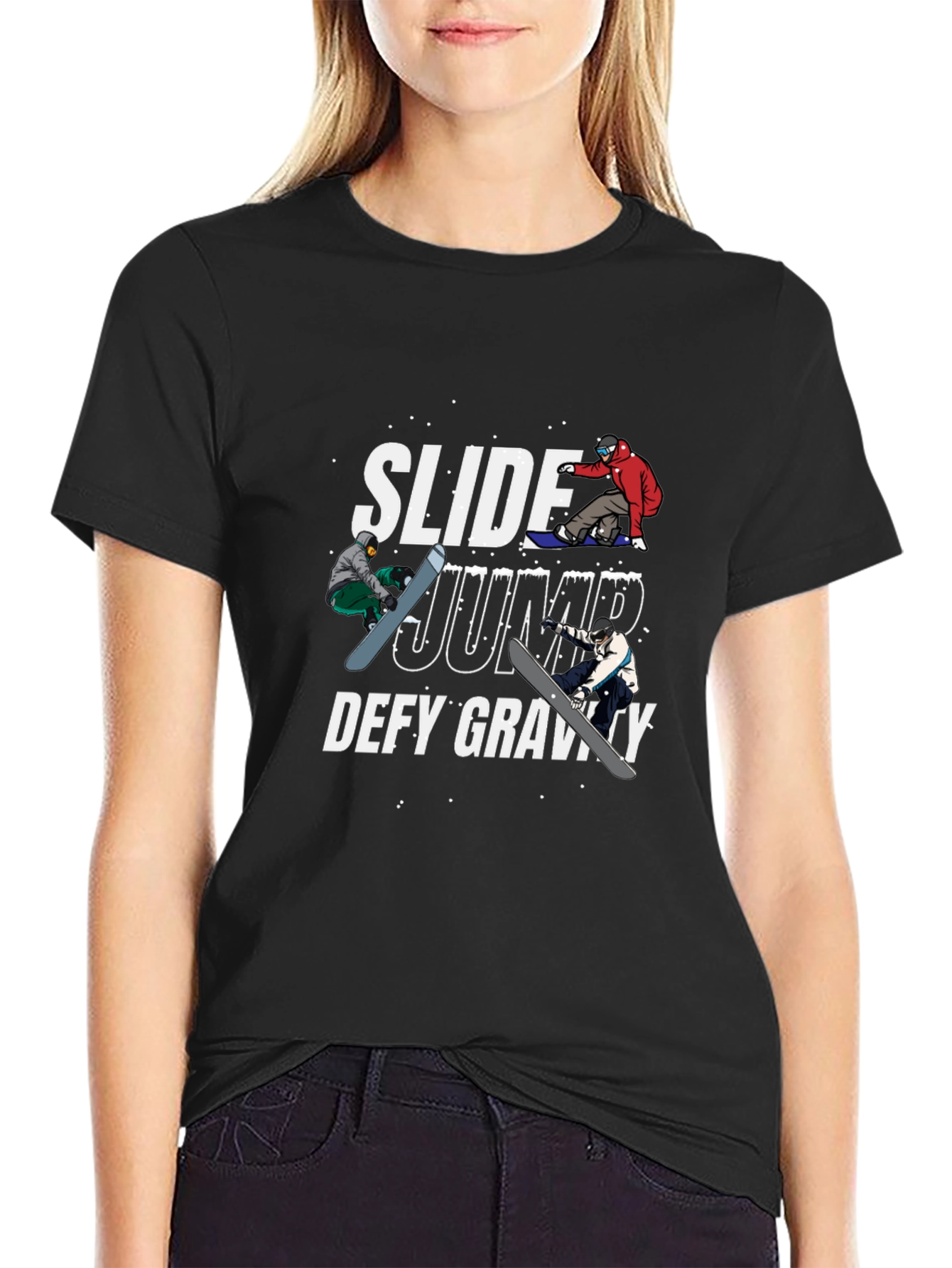 Snowboard Graphic T-Shirt | Slide Jump Defy Gravity