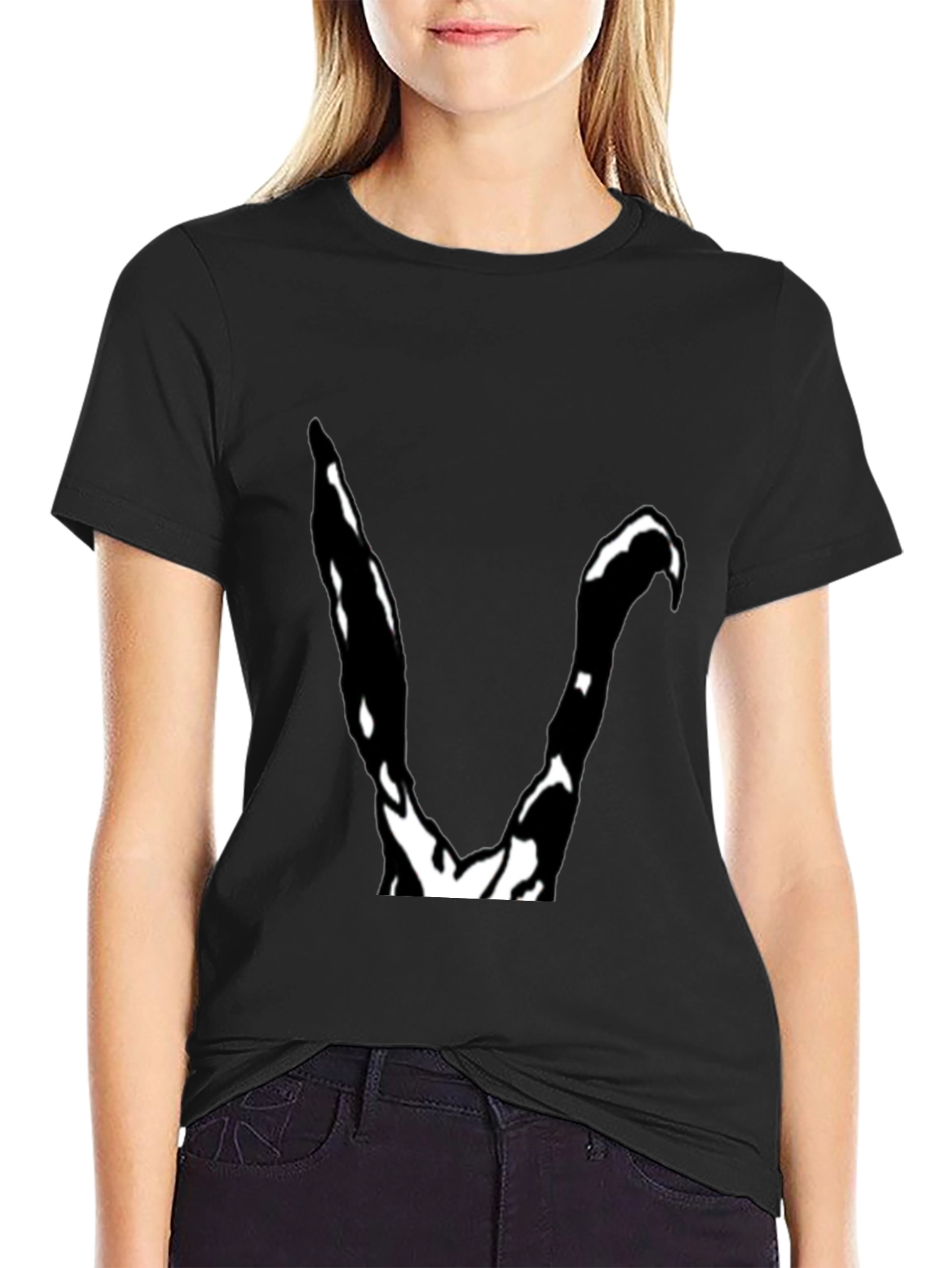 Abstract V Graphic Black T-Shirt