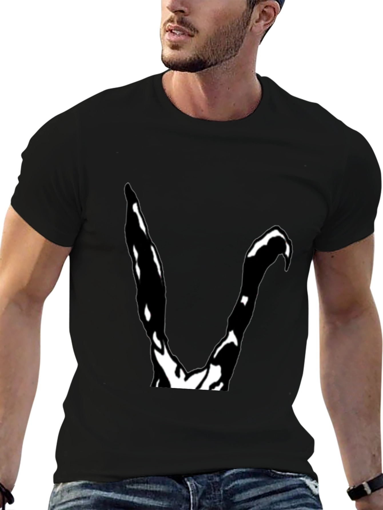 Abstract V Graphic Black T-Shirt