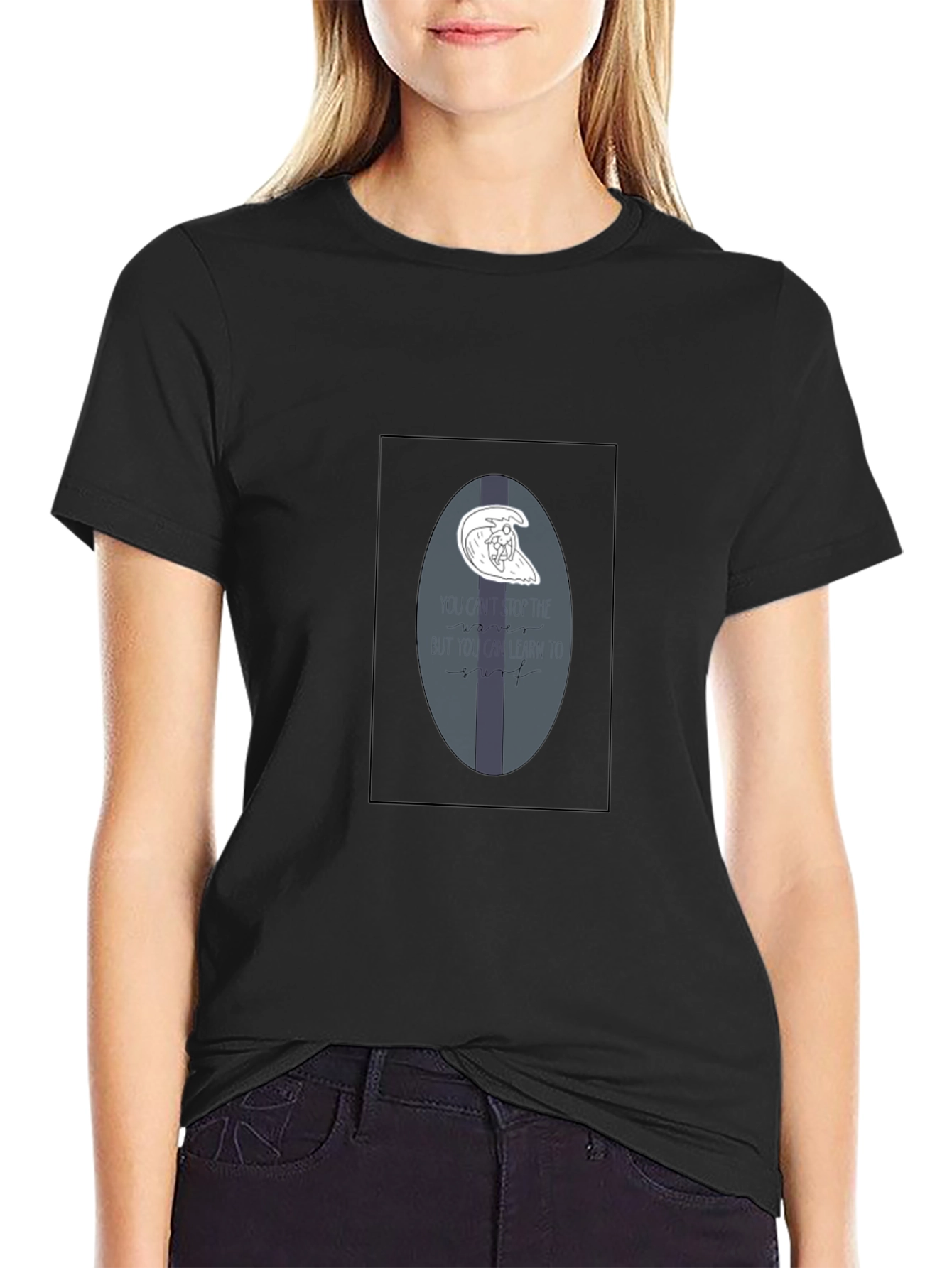 Cool Surfboard Tee - Casual Black T-Shirt