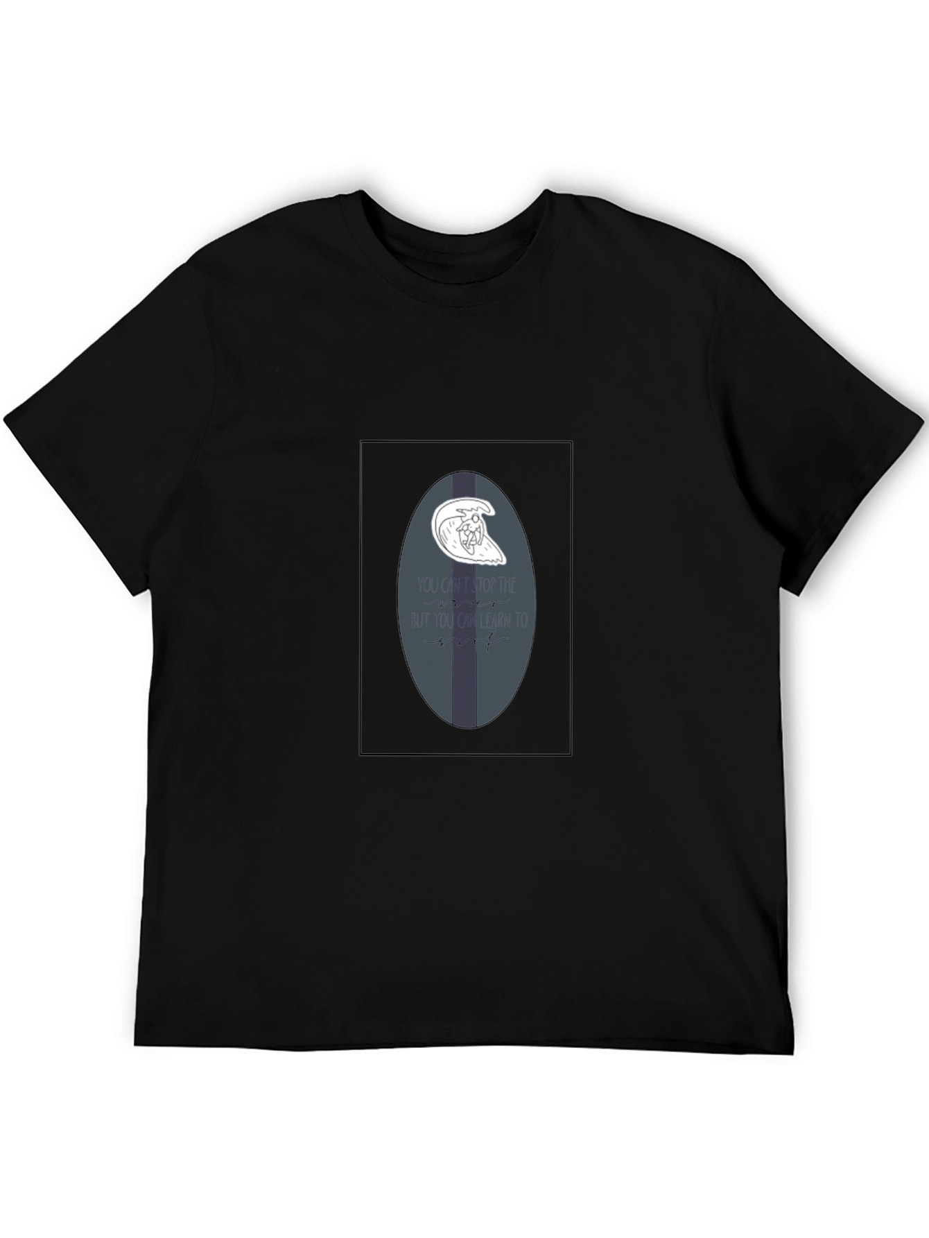 Cool Surfboard Tee - Casual Black T-Shirt