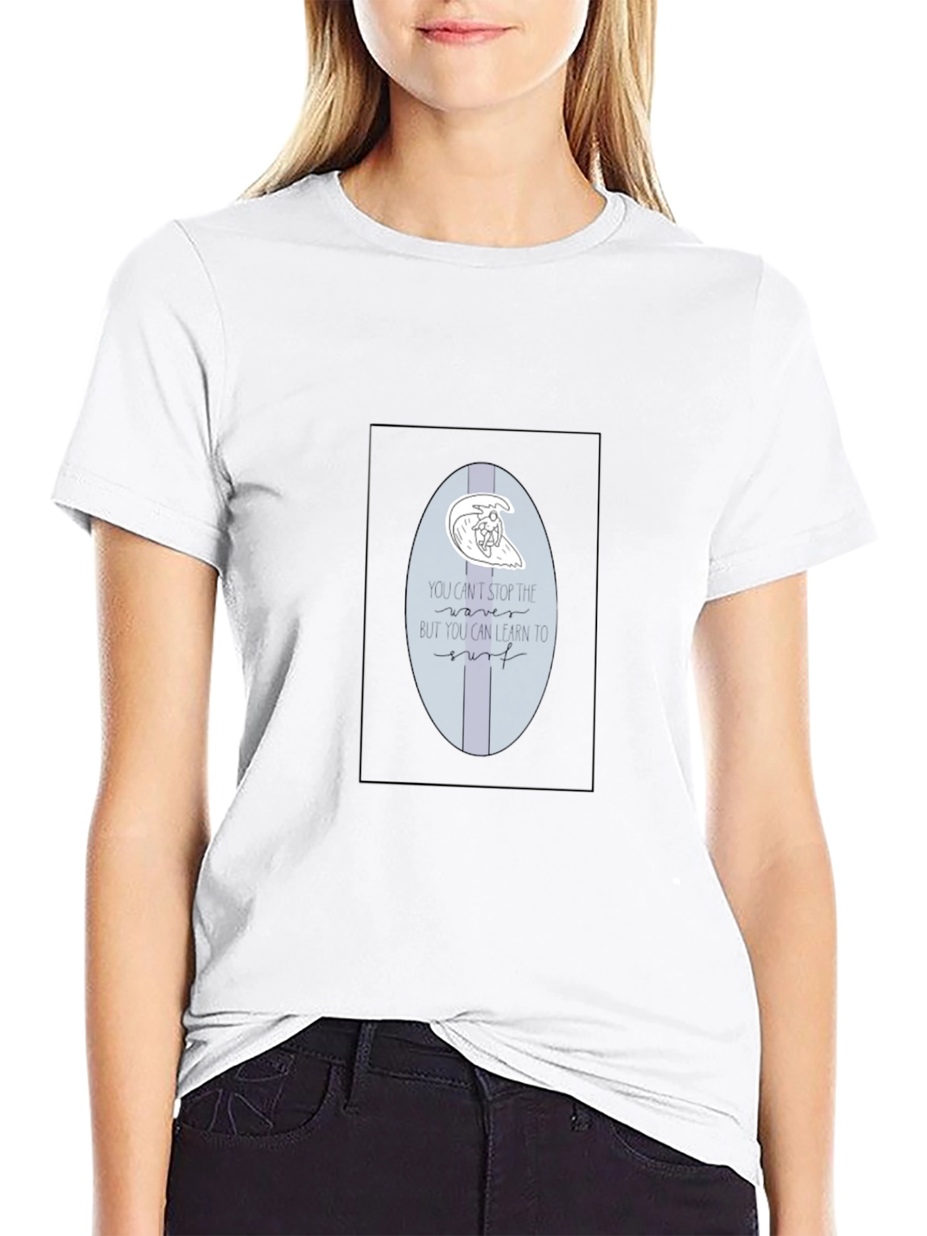 Cool Surfboard Tee - Casual Black T-Shirt