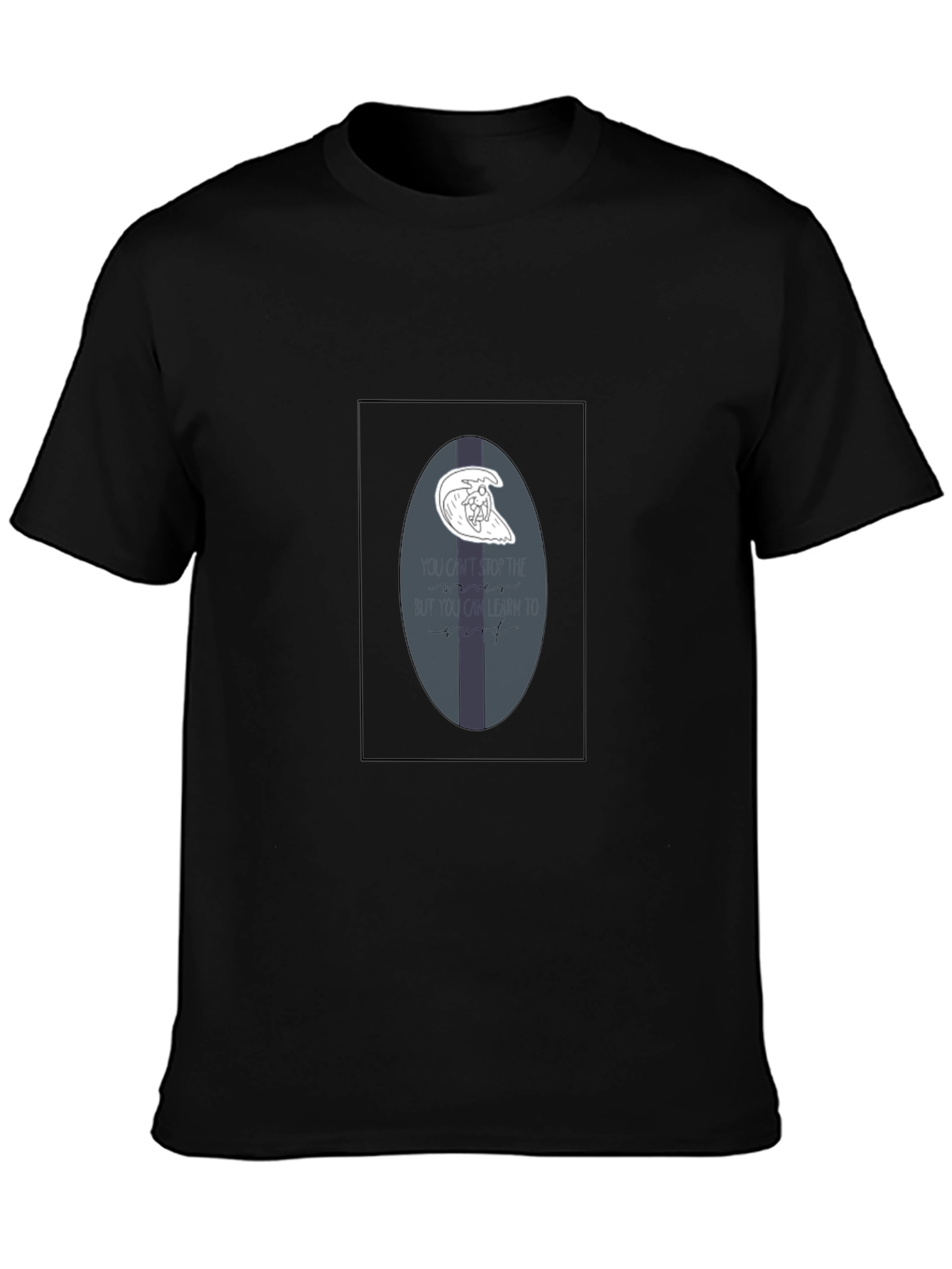 Cool Surfboard Tee - Casual Black T-Shirt