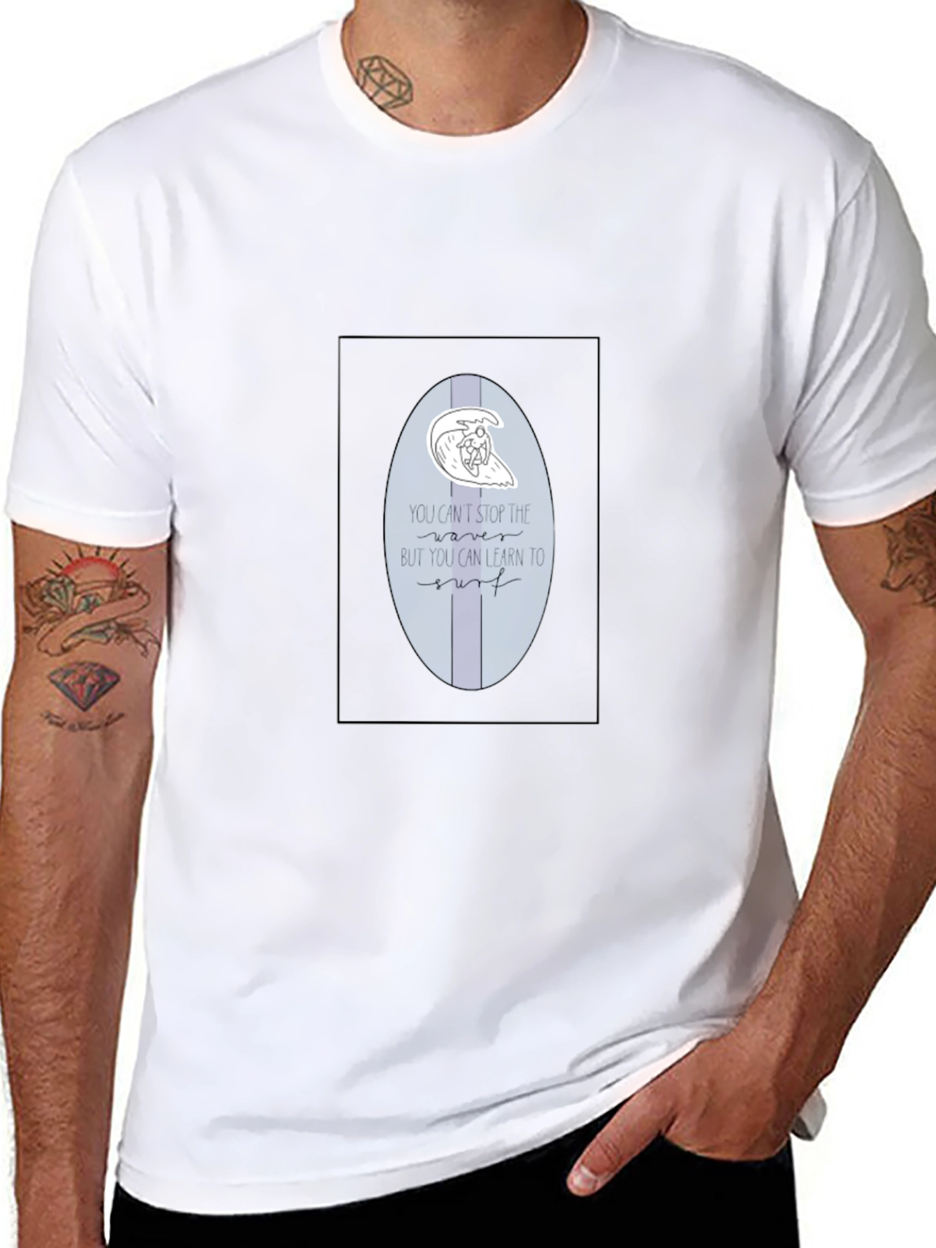 Cool Surfboard Tee - Casual Black T-Shirt
