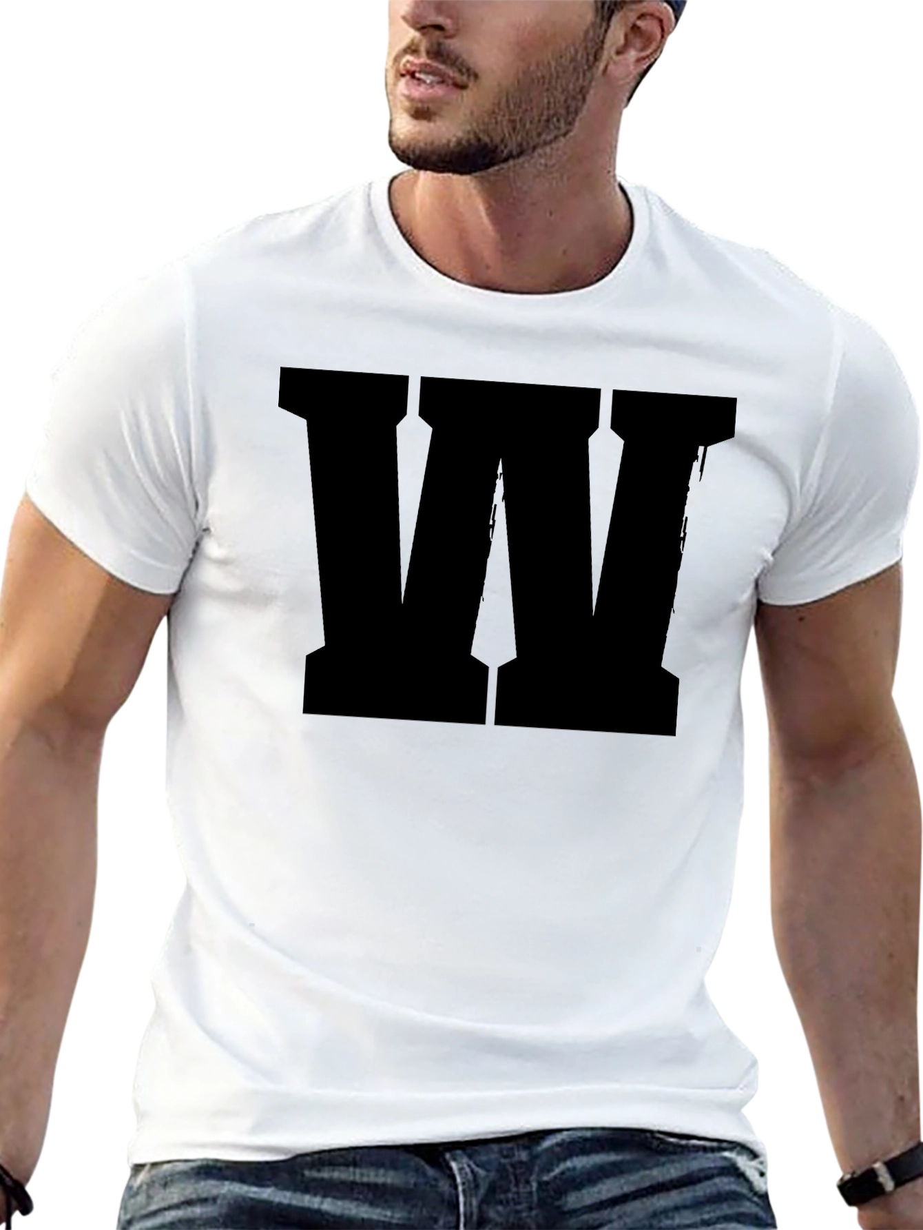 Bold Letter W Graphic Tee - Classic Black