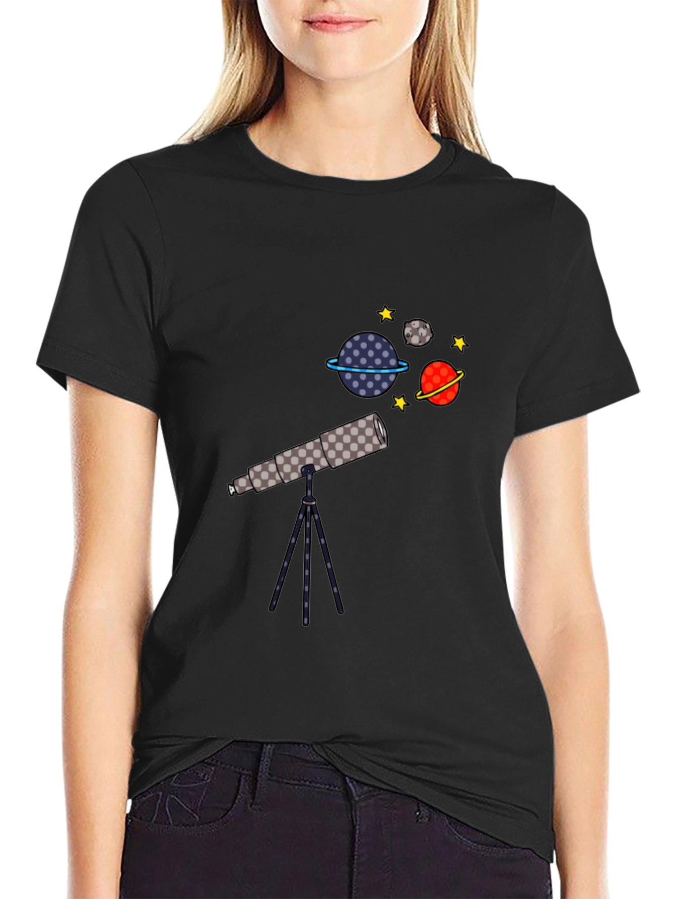 Space Explorer T-Shirt - Telescope Planets Graphic Tee