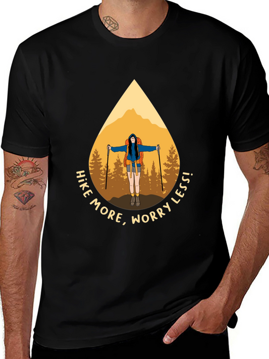 Hike More Worry Less Black Graphic Tee