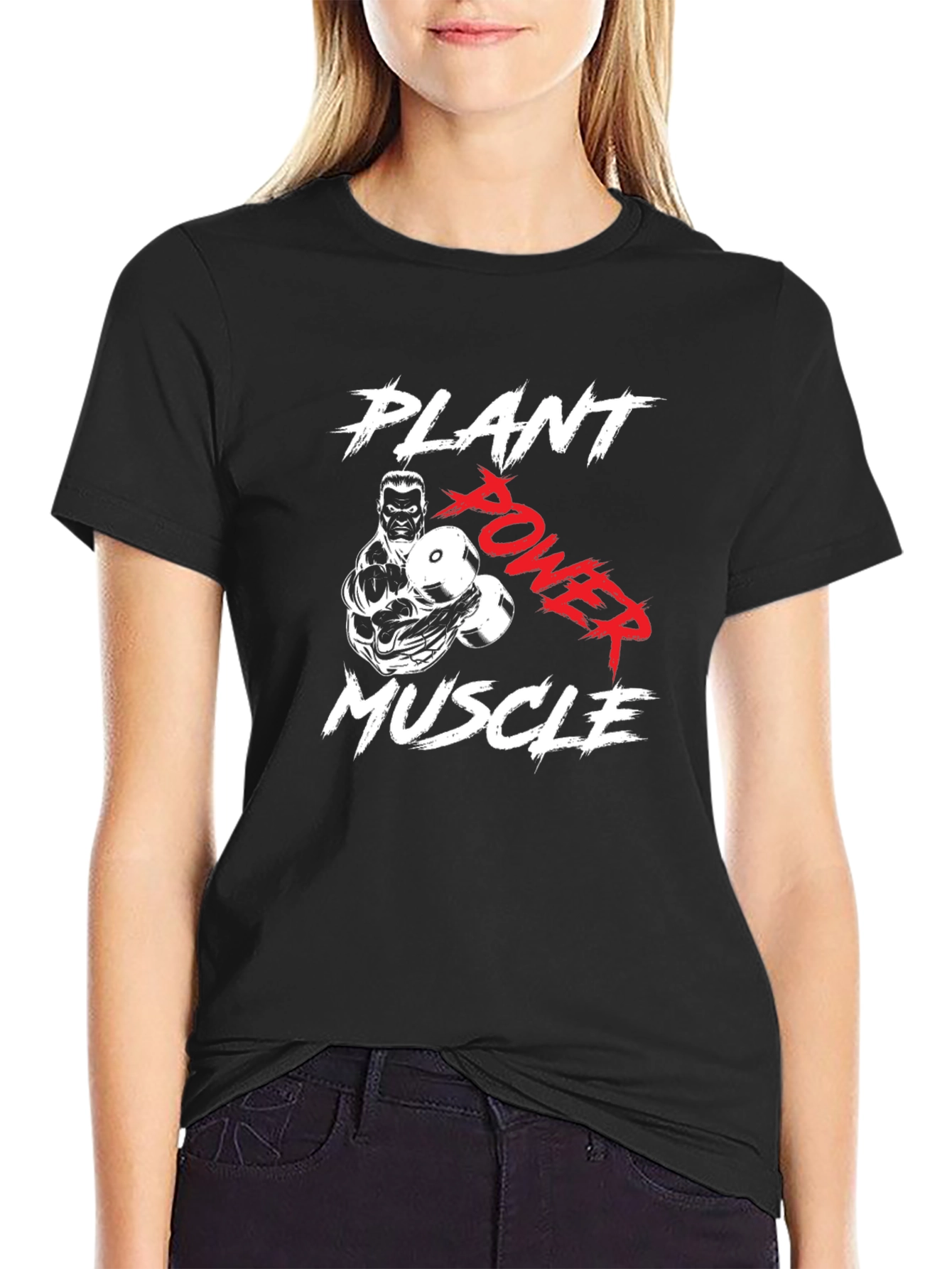 Plant Power Muscle T-Shirt - Black Gym Tee