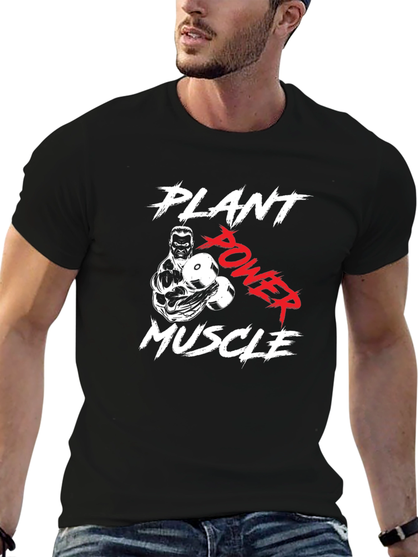 Plant Power Muscle T-Shirt - Black Gym Tee