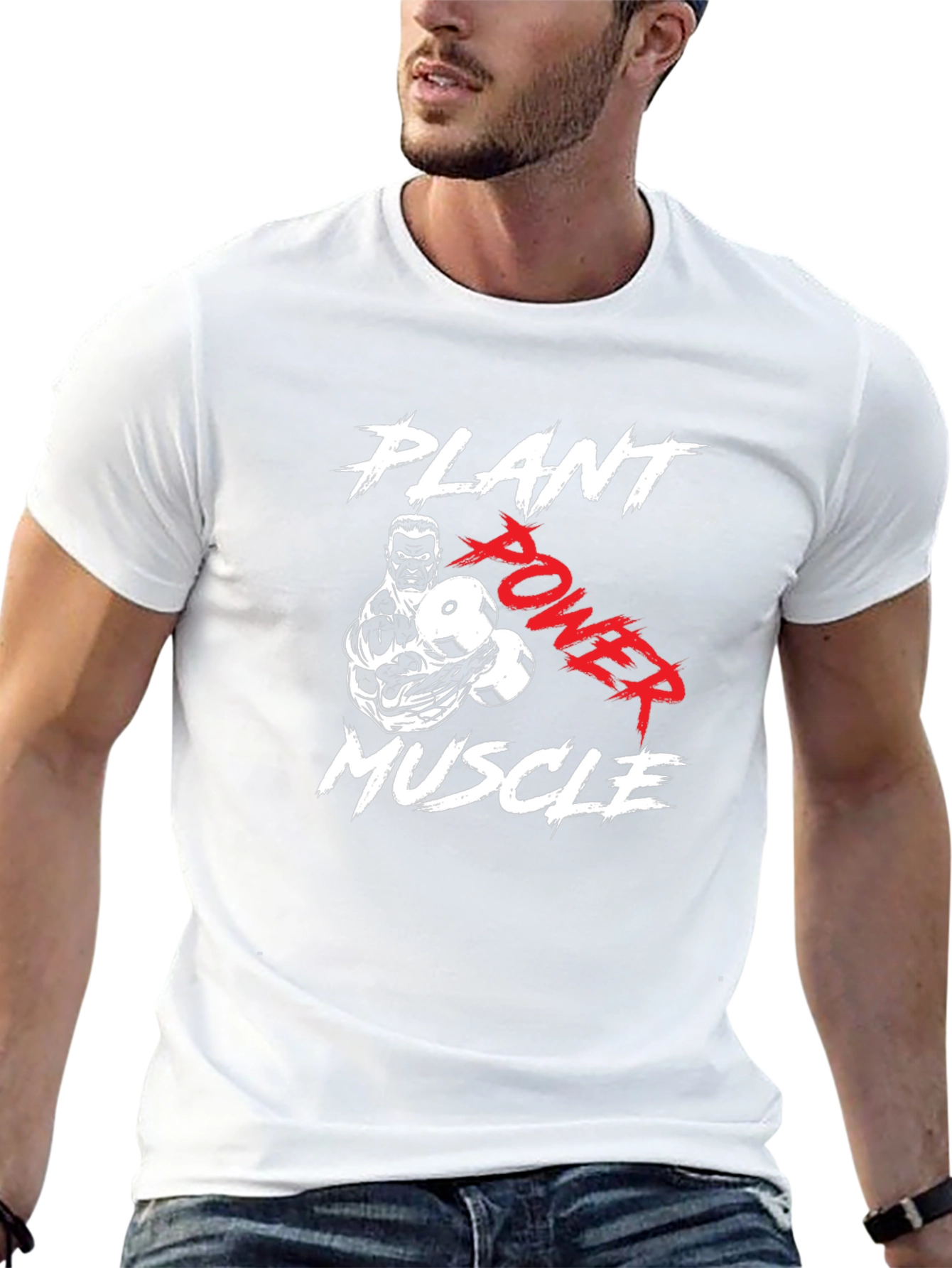 Plant Power Muscle T-Shirt - Black Gym Tee