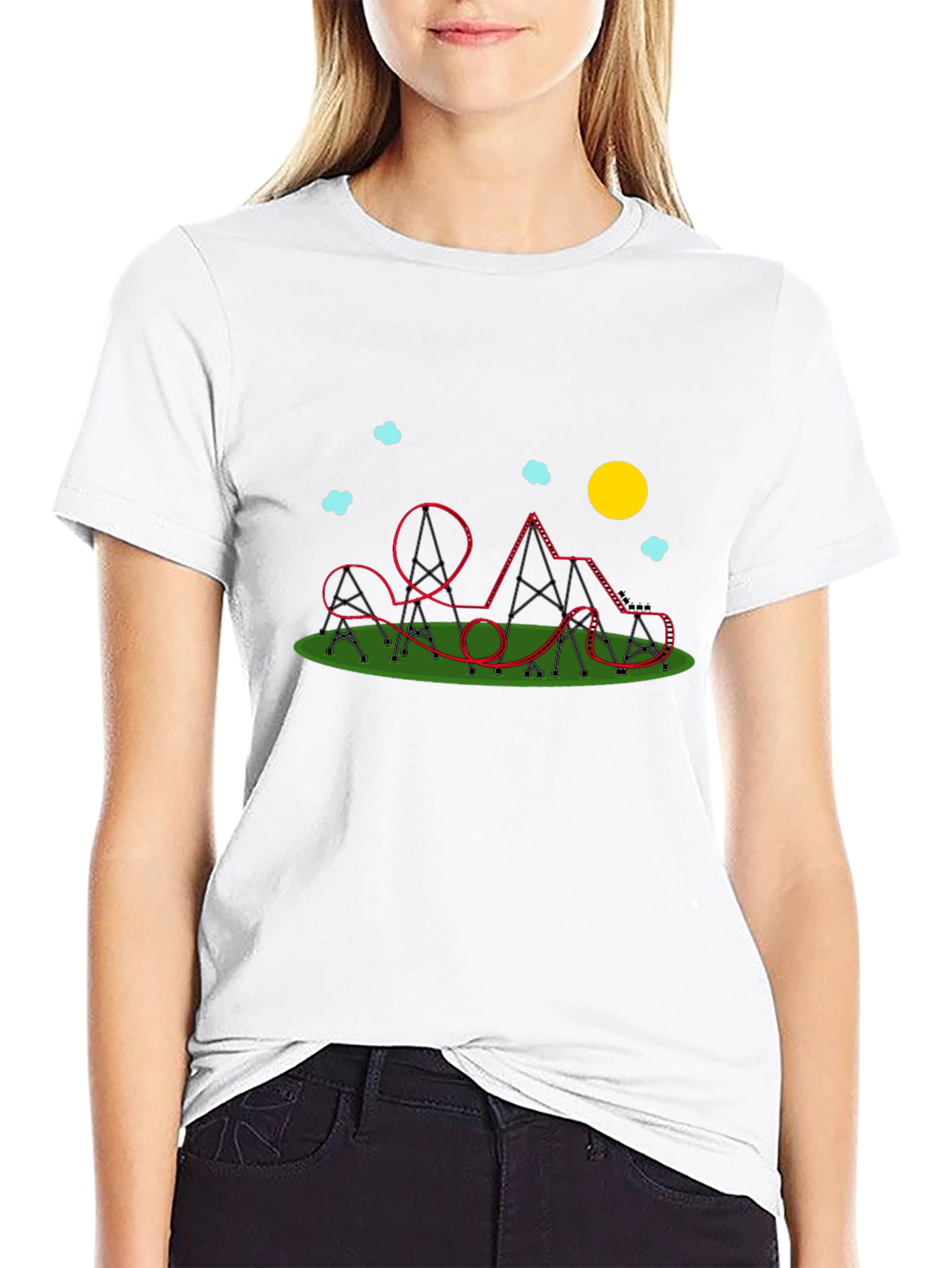 Roller Coaster Graphic Black T-Shirt