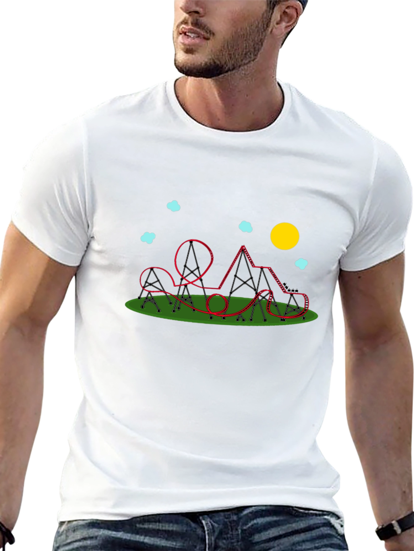 Roller Coaster Graphic Black T-Shirt