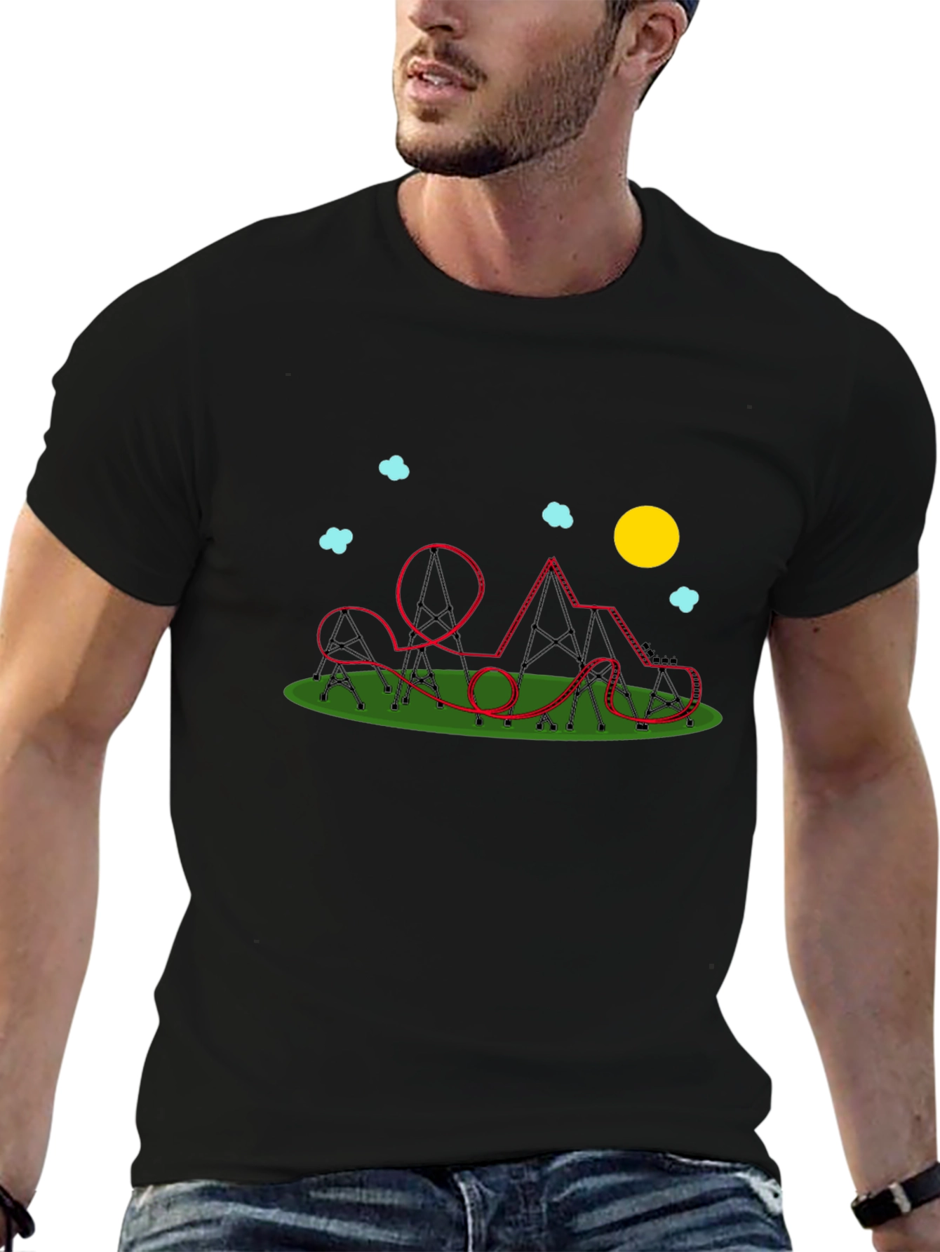 Roller Coaster Graphic Black T-Shirt