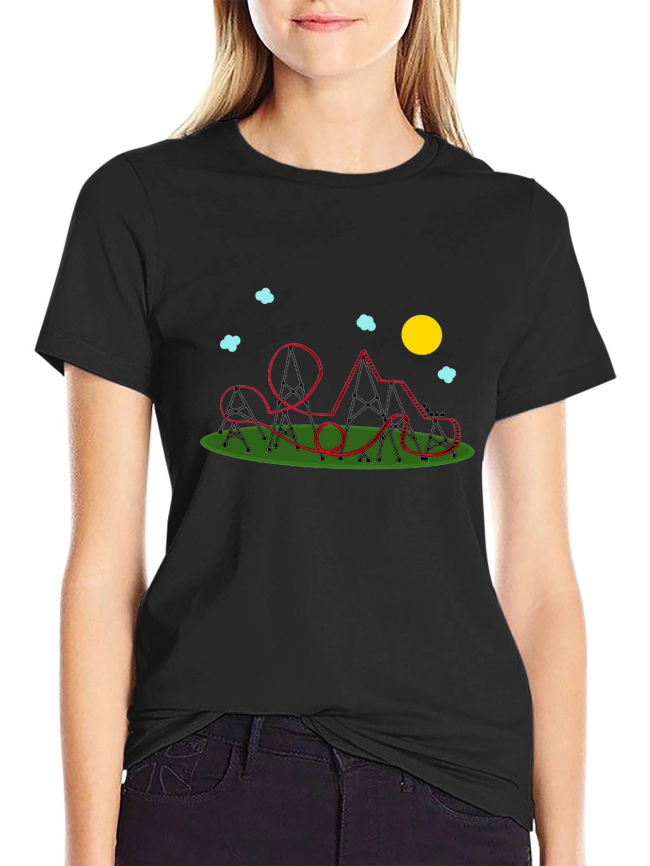 Roller Coaster Graphic Black T-Shirt