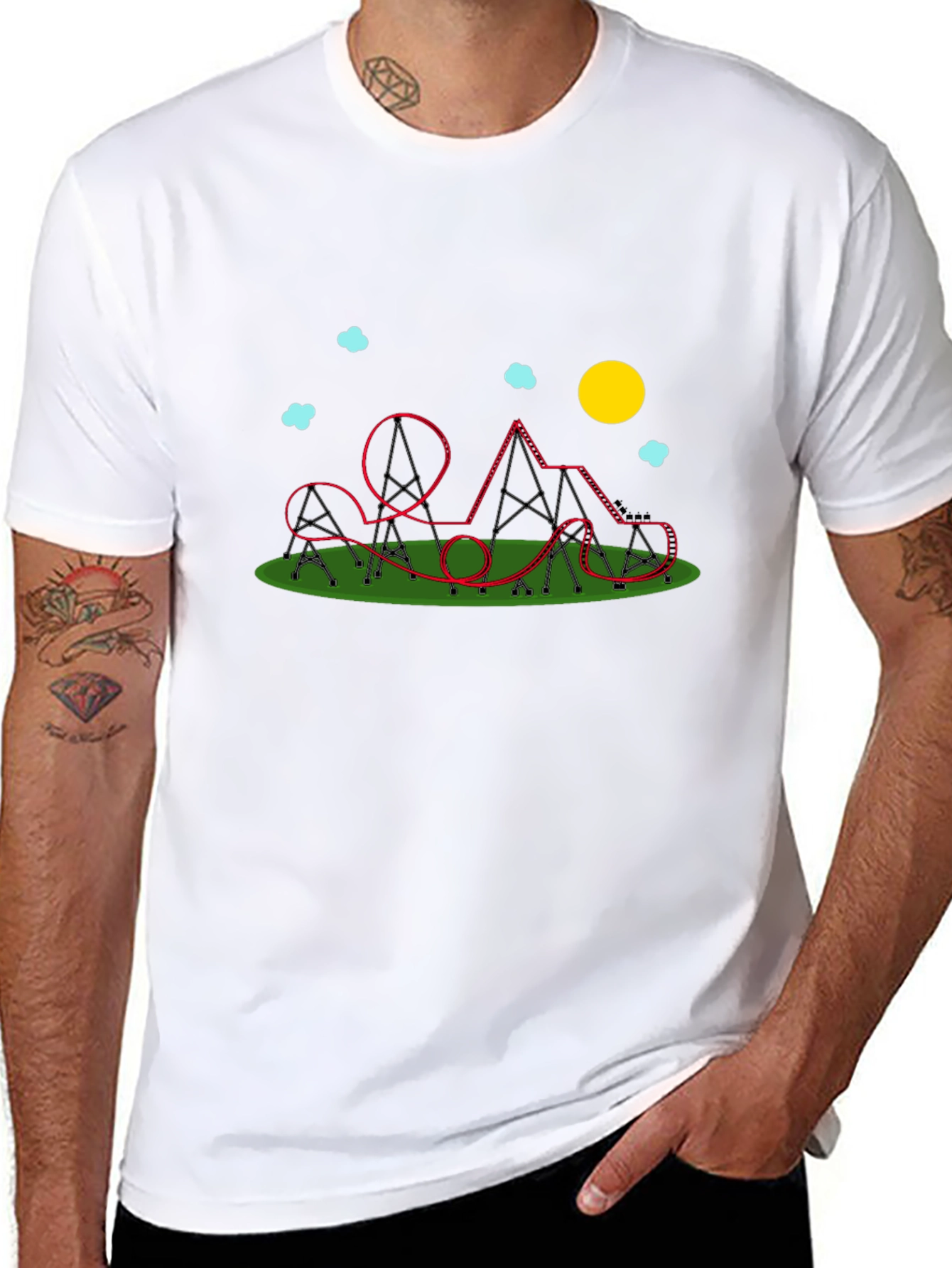Roller Coaster Graphic Black T-Shirt