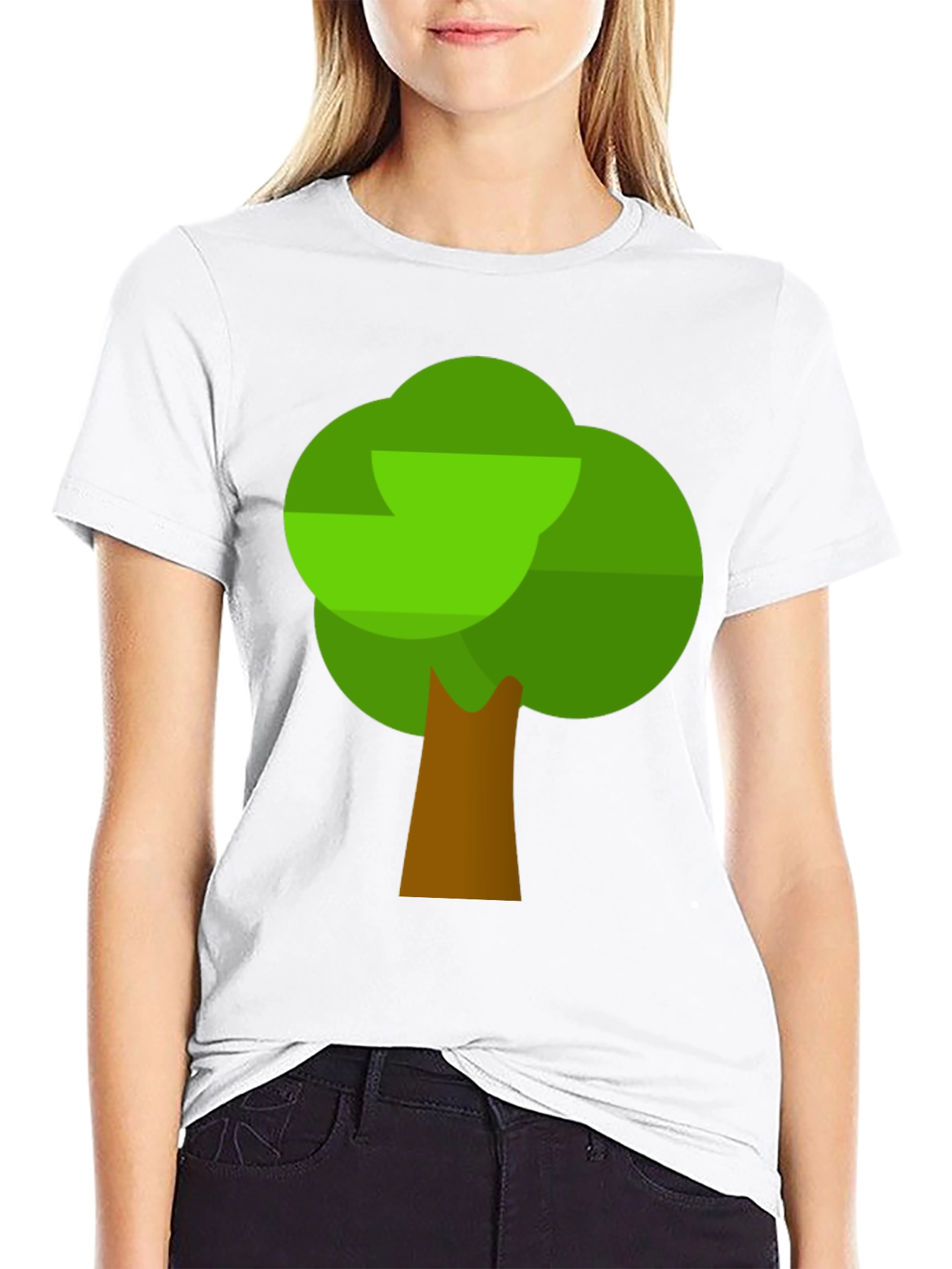 Cartoon Tree Graphic T-Shirt - Black Cotton Tee