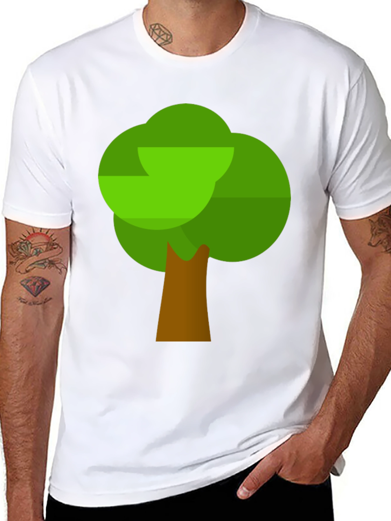 Cartoon Tree Graphic T-Shirt - Black Cotton Tee