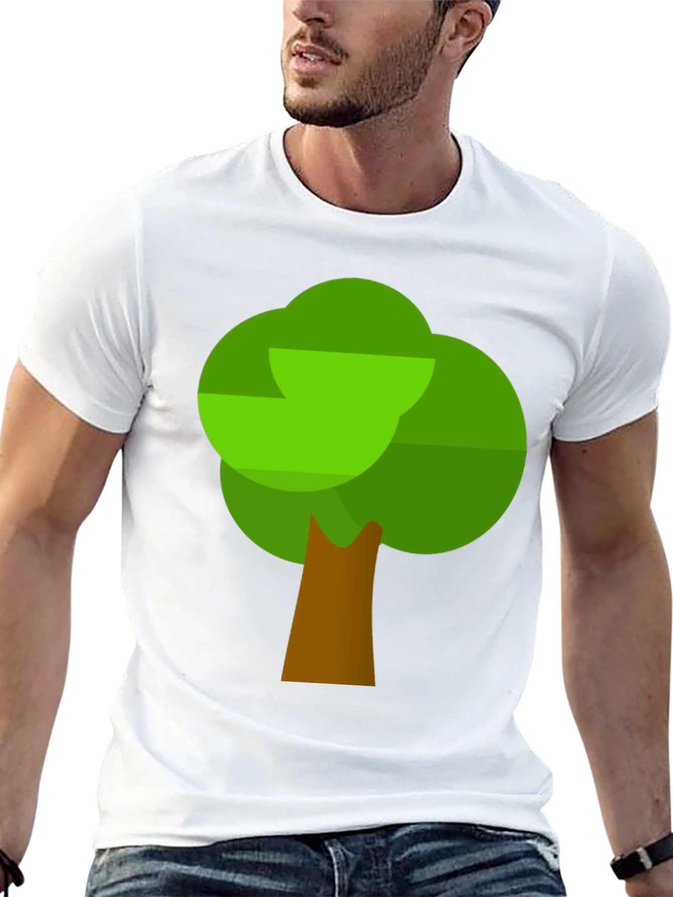 Cartoon Tree Graphic T-Shirt - Black Cotton Tee