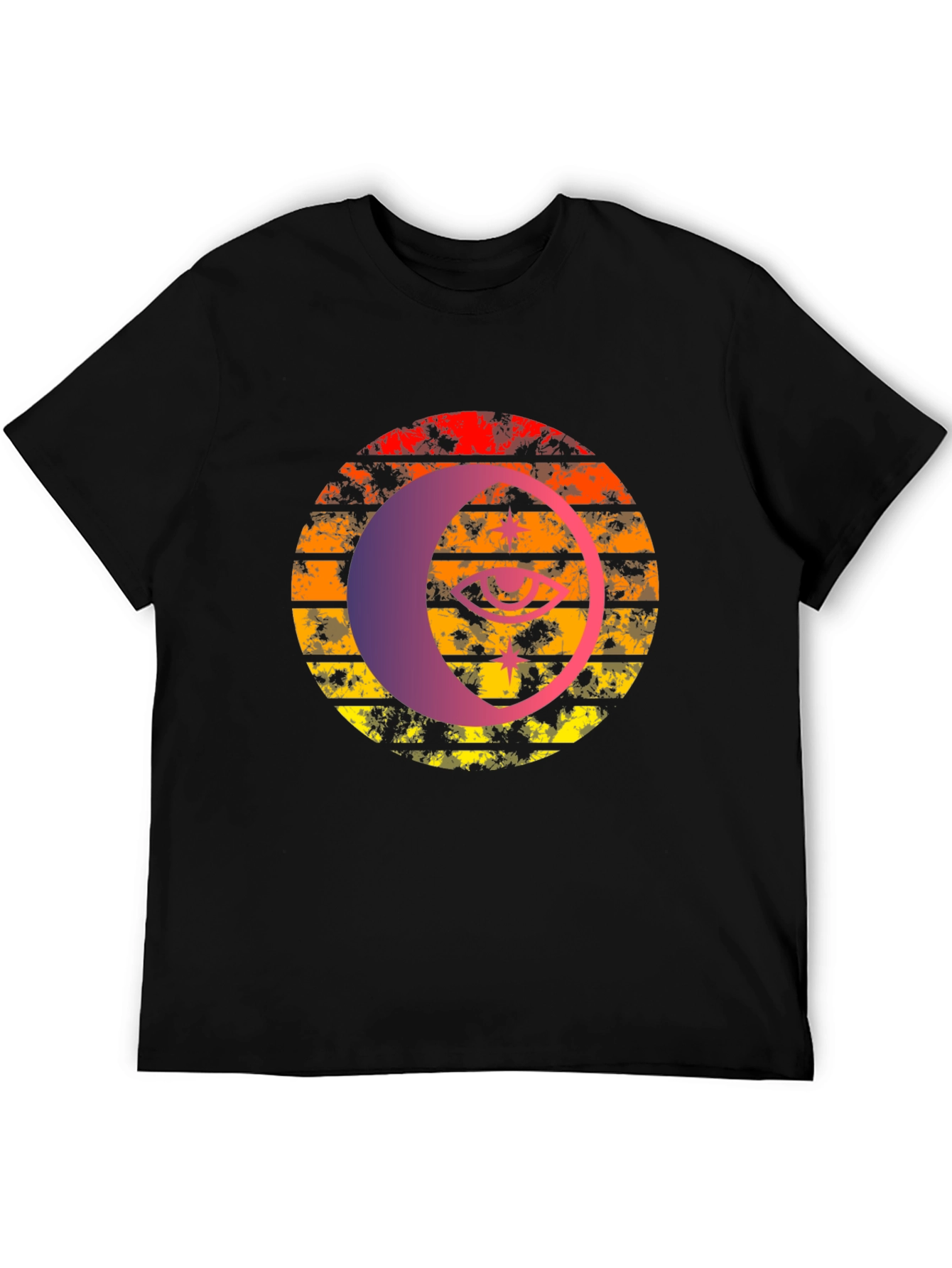 Retro Sunset Eye Graphic Tee - Black