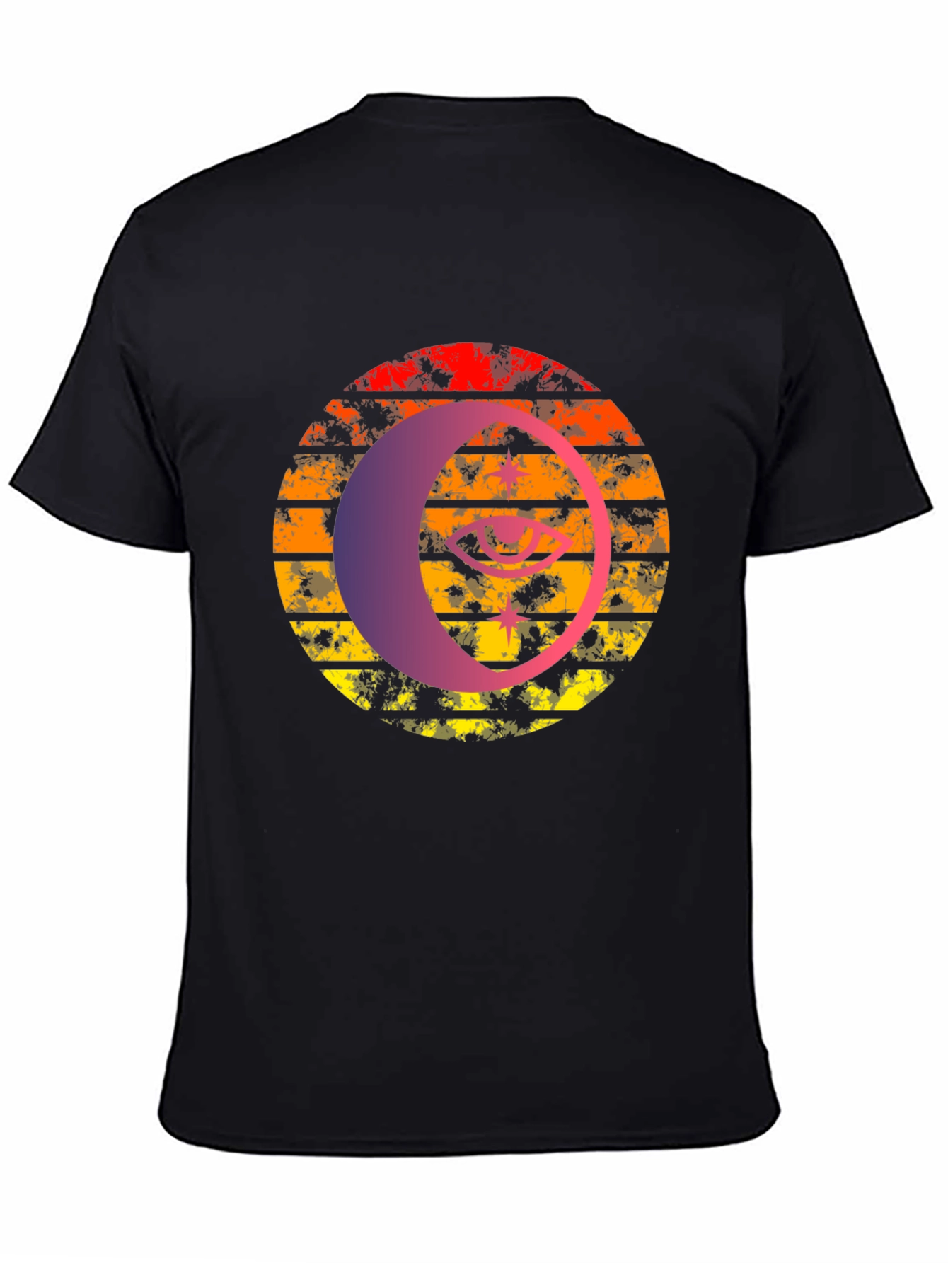 Retro Sunset Eye Graphic Tee - Black