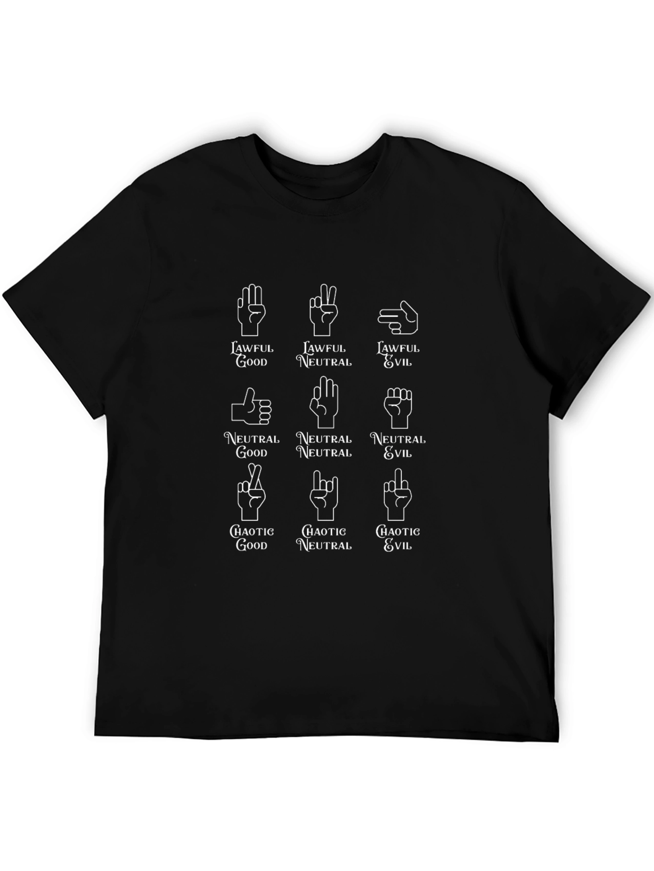 Alignment Chart Hand Signs Black T-Shirt