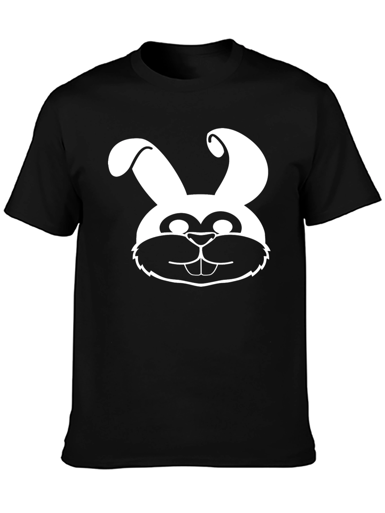 Bunny Face Graphic Tee - Black Cotton Shirt