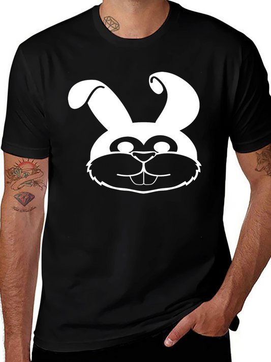 Bunny Face Graphic Tee - Black Cotton Shirt