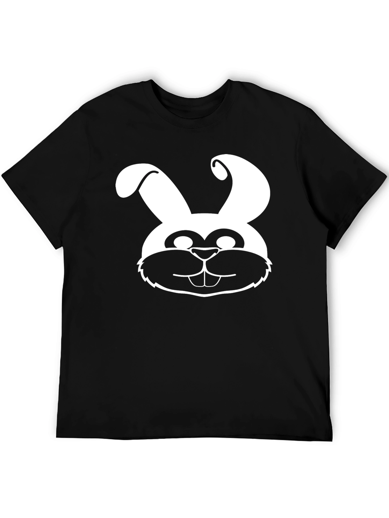 Bunny Face Graphic Tee - Black Cotton Shirt