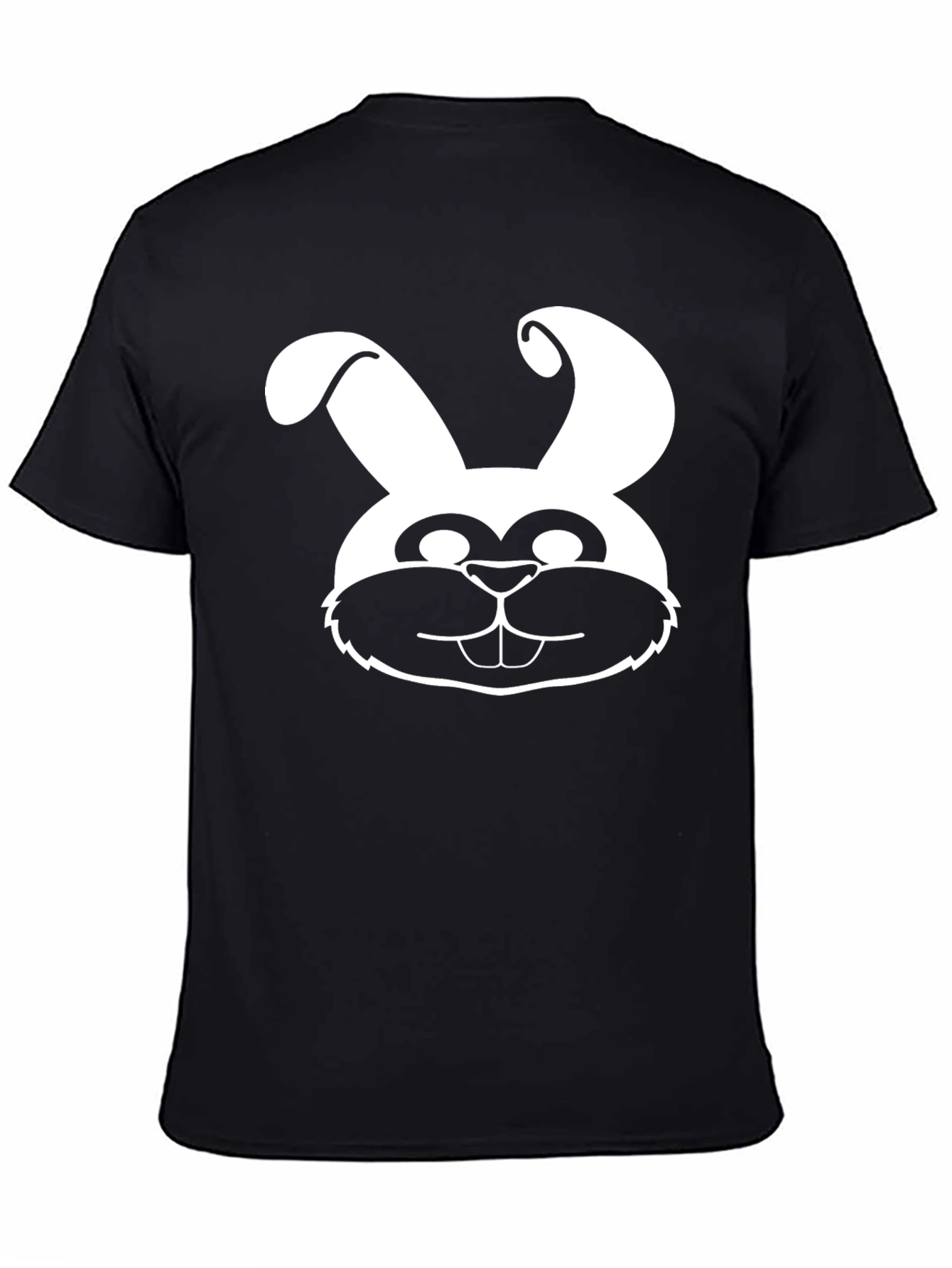 Bunny Face Graphic Tee - Black Cotton Shirt