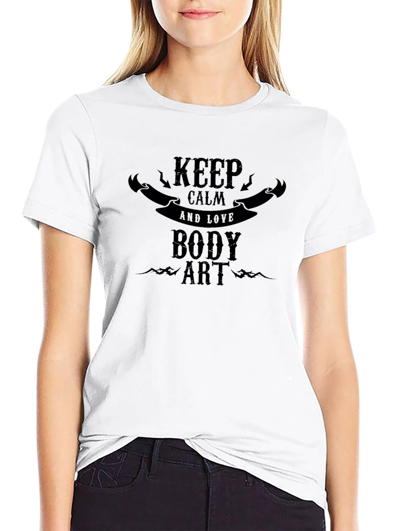 Keep Calm Body Art Black T-Shirt