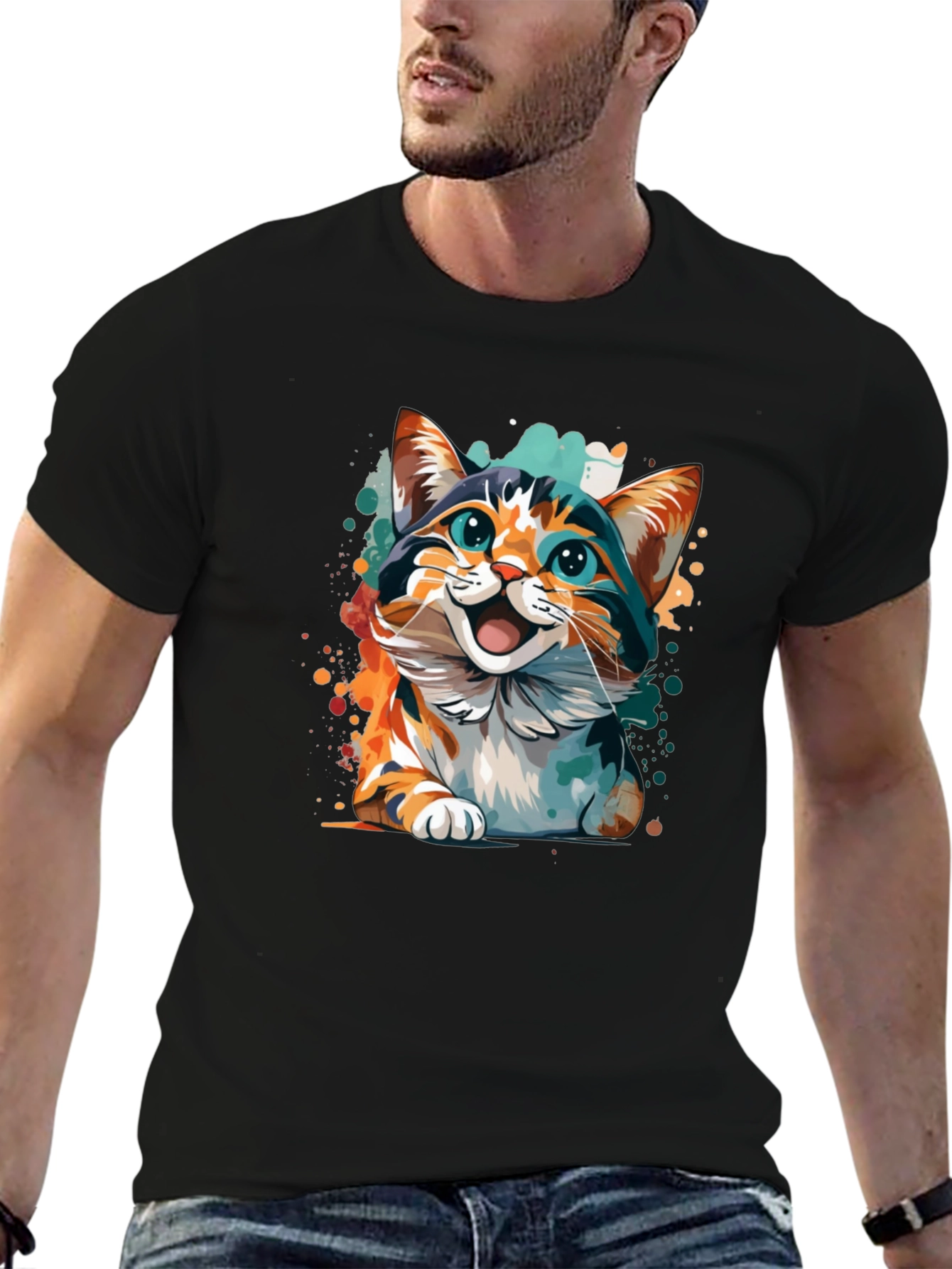 Cat Art Graphic Tee - Fun & Unique Design