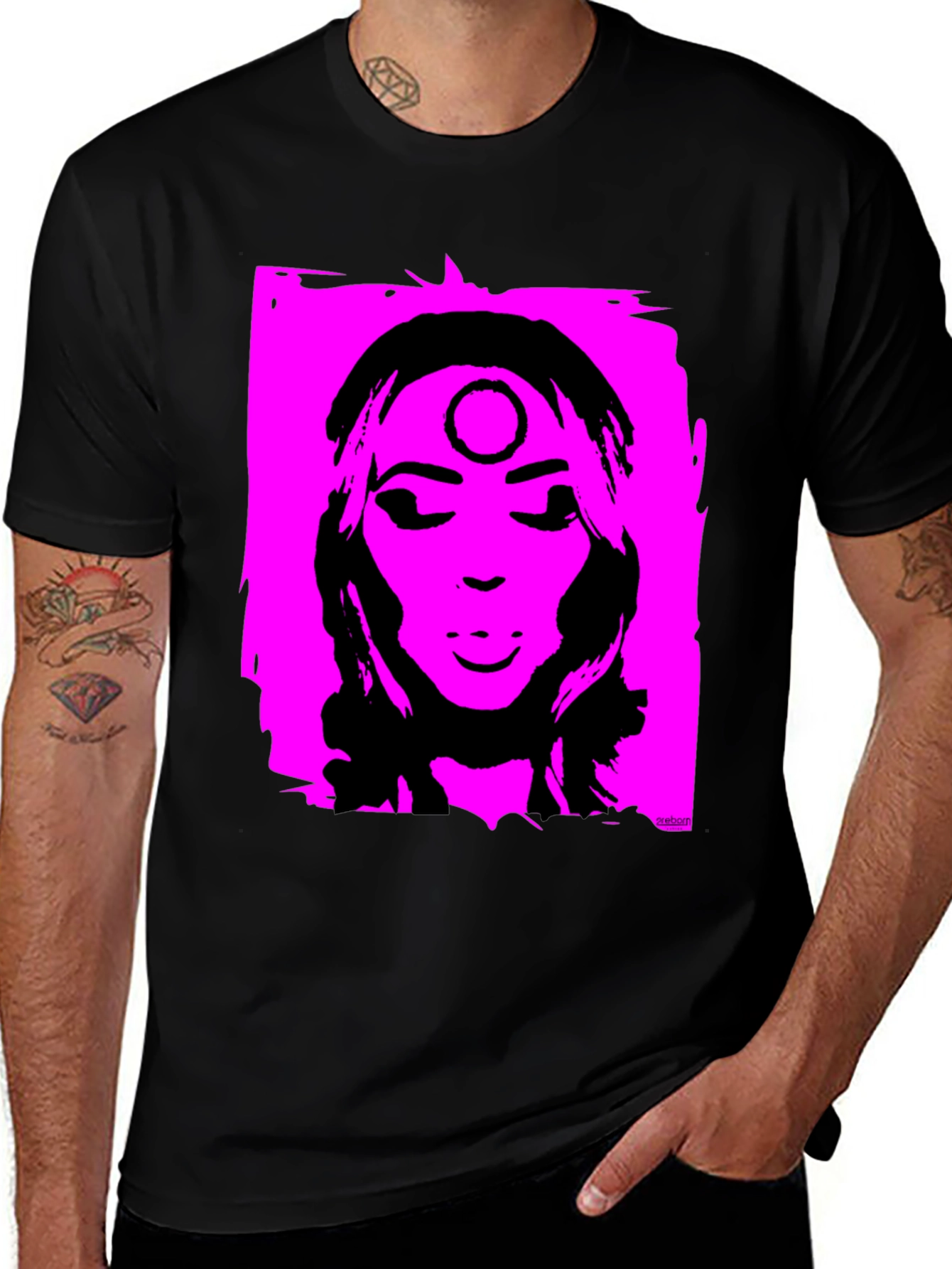 Unique Graphic T-Shirt - Pink & Black Design