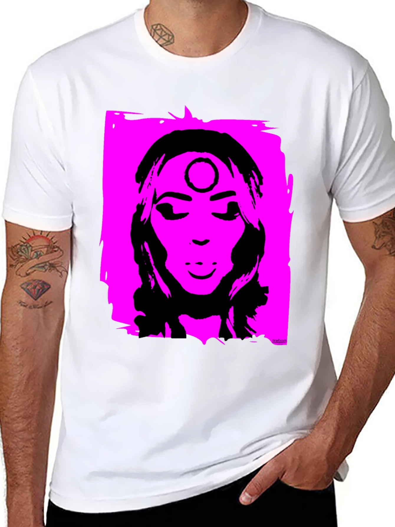 Unique Graphic T-Shirt - Pink & Black Design