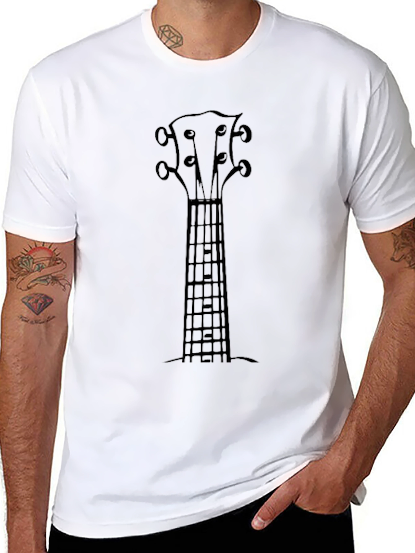 Ukulele Neck Graphic Tee - Musicians Black T-Shirt
