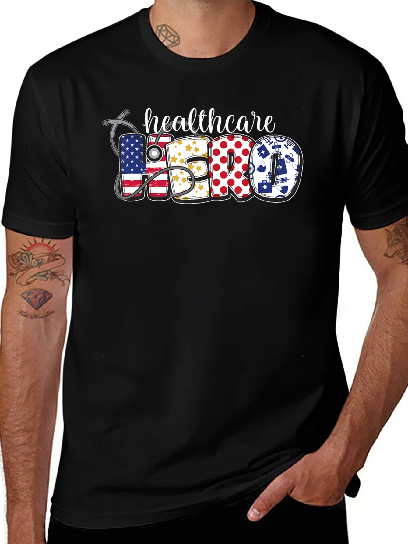 Healthcare Hero Graphic T-Shirt - Unisex Black Tee