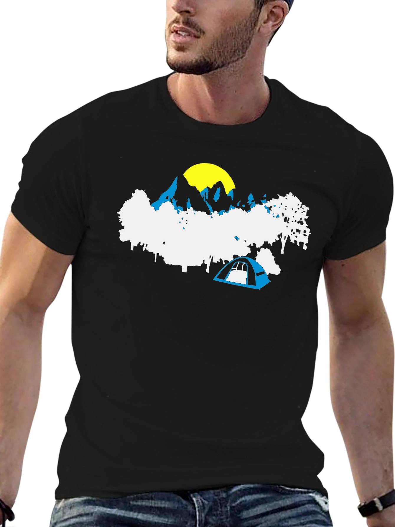 Mountain Camping Graphic Tee - Black