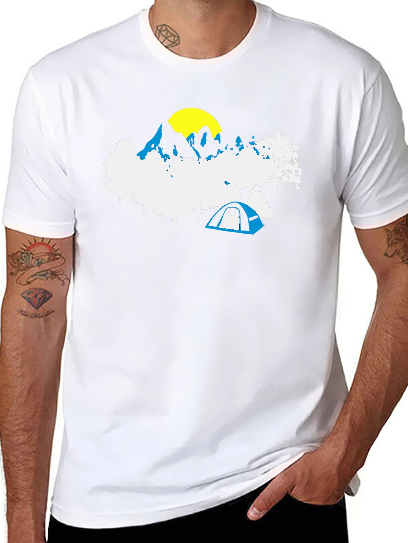 Mountain Camping Graphic Tee - Black