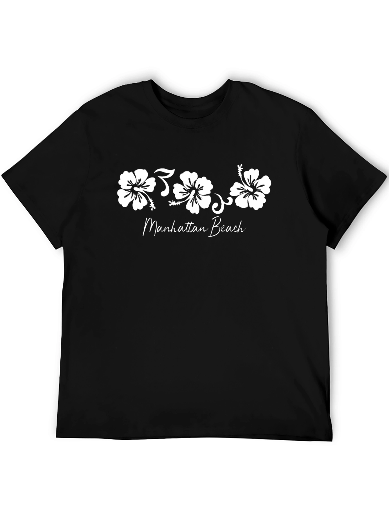 Manhattan Beach Hibiscus Graphic Tee - Black